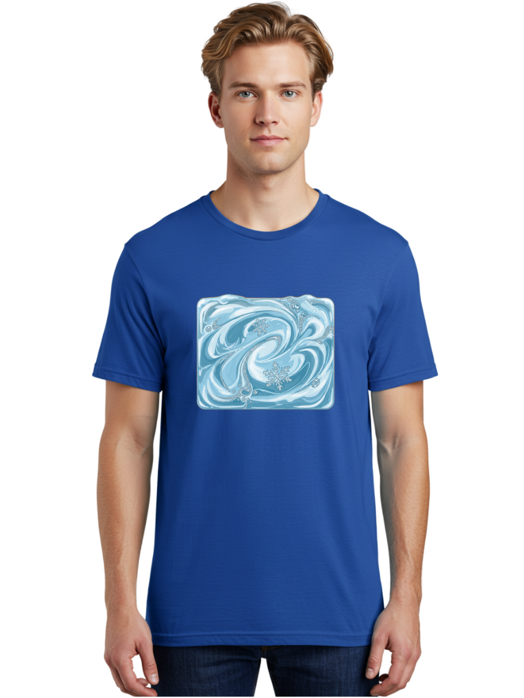 Blue-Swirl-Snowflakes Men'S Graphic Tee, 100% Cotton, Comfortable Casual Summer Wear, Machine Washable, Vintage Camera, Old Camera, Antique Camera, Black Camera, Classic Photography, Photography Equipment, Nostalgic Device, Film Camera, Camera Art Bae898