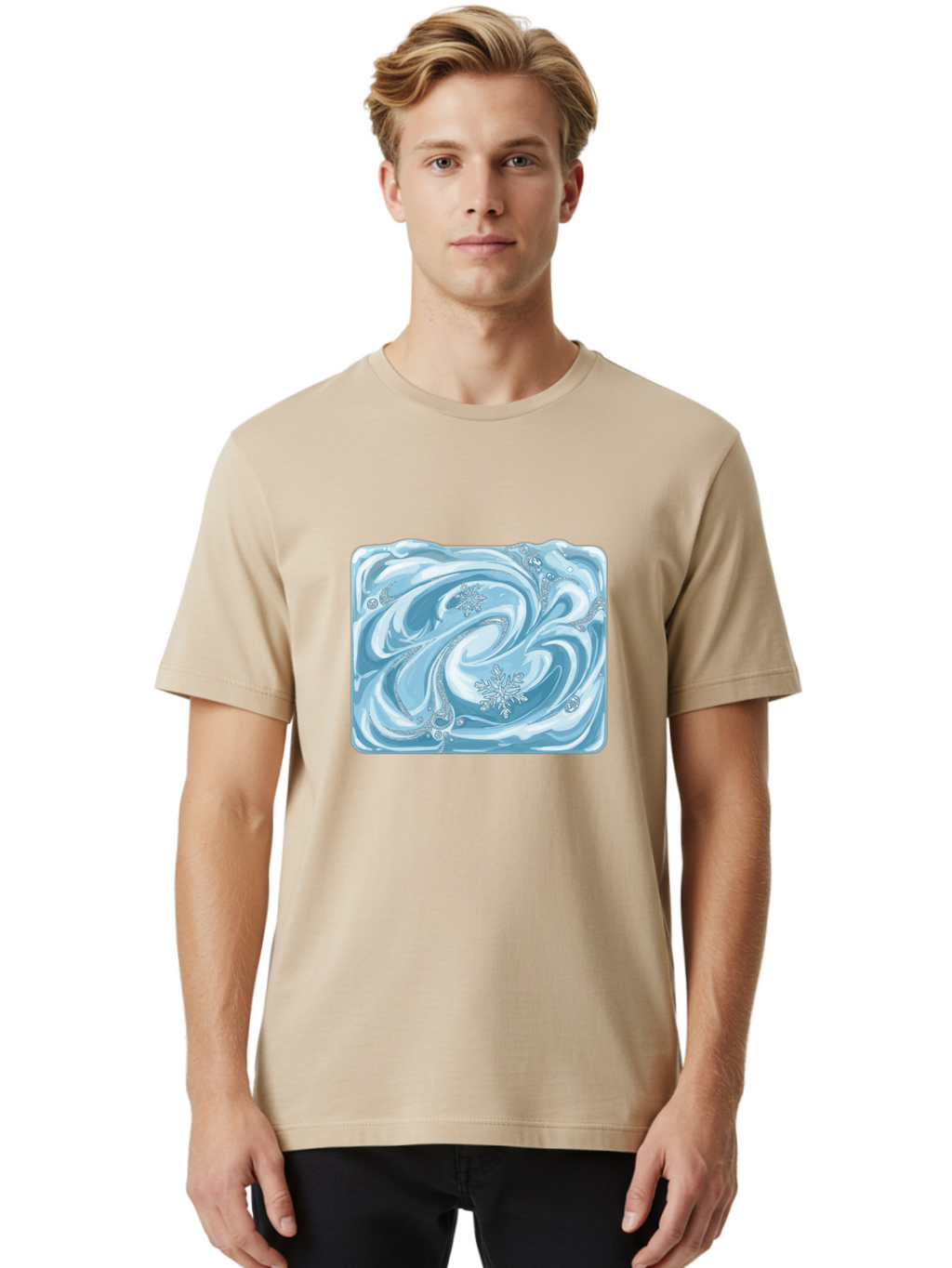 Blue-Swirl-Snowflakes Men'S Graphic Tee, 100% Cotton, Comfortable Casual Summer Wear, Machine Washable, Vintage Camera, Old Camera, Antique Camera, Black Camera, Classic Photography, Photography Equipment, Nostalgic Device, Film Camera, Camera Art Bae898