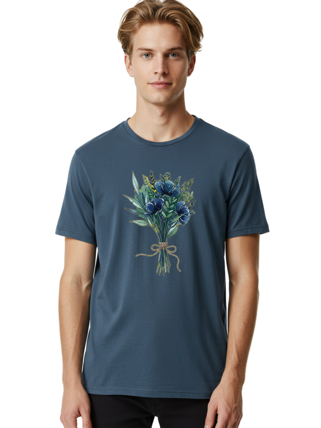 Bouquet-Of-Blue-Flowers Men'S Graphic Tee, 100% Cotton, Comfortable Casual Summer Wear, Machine Washable, Vintage Camera, Old Camera, Antique Camera, Black Camera, Classic Photography, Photography Equipment, Nostalgic Device, Film Camera, Bae901