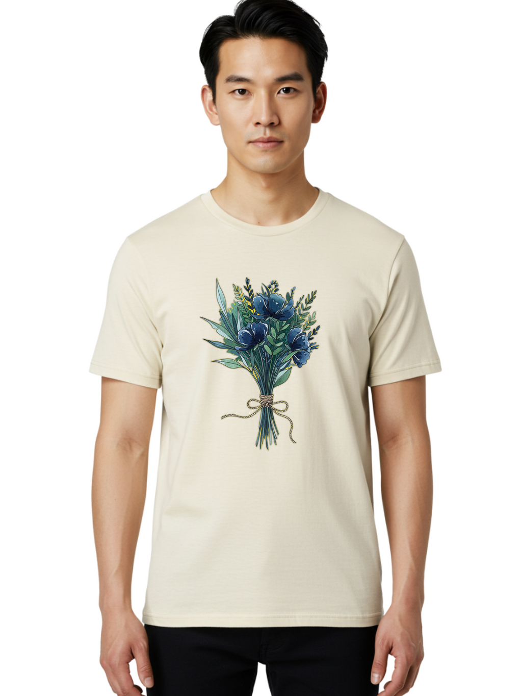 Bouquet-Of-Blue-Flowers Men'S Graphic Tee, 100% Cotton, Comfortable Casual Summer Wear, Machine Washable, Vintage Camera, Old Camera, Antique Camera, Black Camera, Classic Photography, Photography Equipment, Nostalgic Device, Film Camera, Bae901