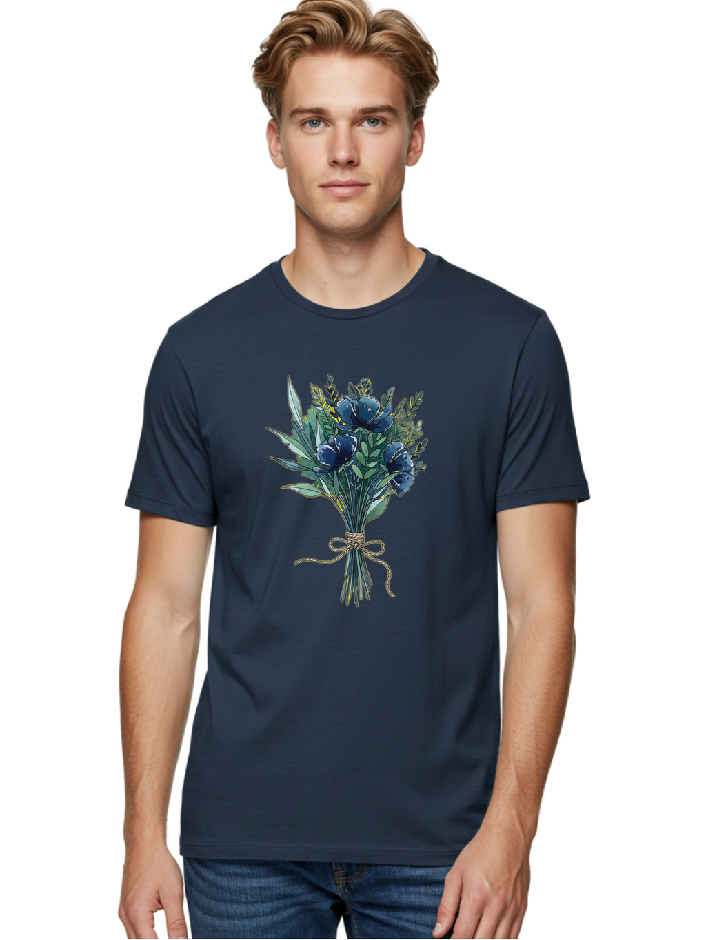 Bouquet-Of-Blue-Flowers Men'S Graphic Tee, 100% Cotton, Comfortable Casual Summer Wear, Machine Washable, Vintage Camera, Old Camera, Antique Camera, Black Camera, Classic Photography, Photography Equipment, Nostalgic Device, Film Camera, Bae901