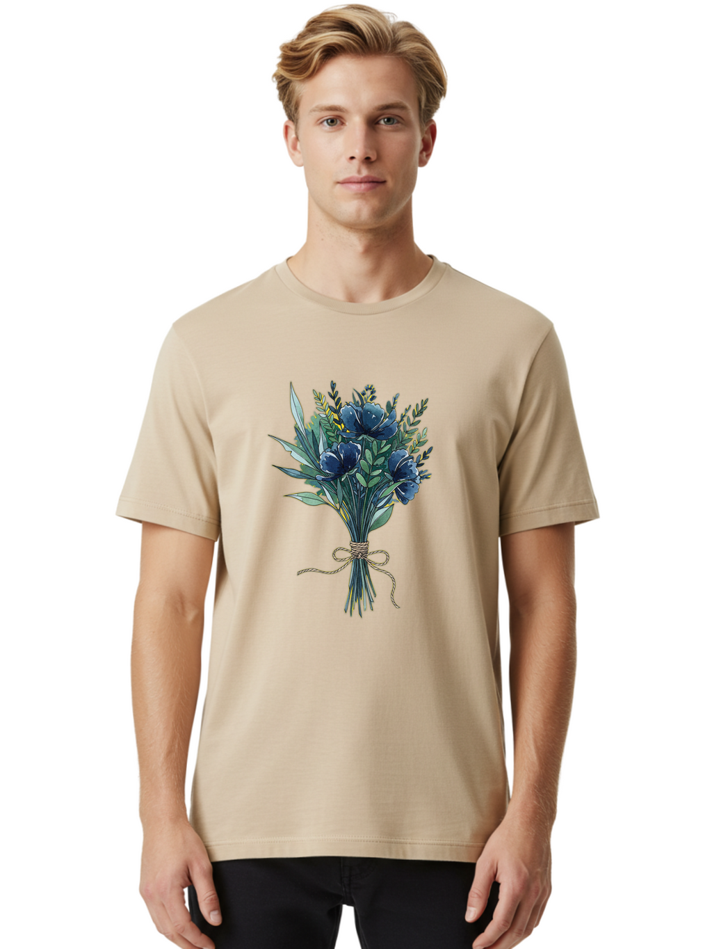 Bouquet-Of-Blue-Flowers Men'S Graphic Tee, 100% Cotton, Comfortable Casual Summer Wear, Machine Washable, Vintage Camera, Old Camera, Antique Camera, Black Camera, Classic Photography, Photography Equipment, Nostalgic Device, Film Camera, Bae901