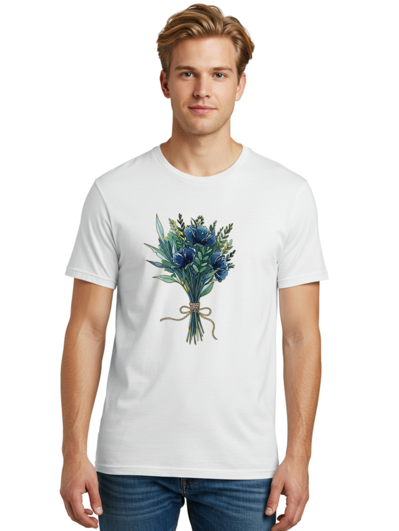 Bouquet-Of-Blue-Flowers Men'S Graphic Tee, 100% Cotton, Comfortable Casual Summer Wear, Machine Washable, Vintage Camera, Old Camera, Antique Camera, Black Camera, Classic Photography, Photography Equipment, Nostalgic Device, Film Camera, Bae901