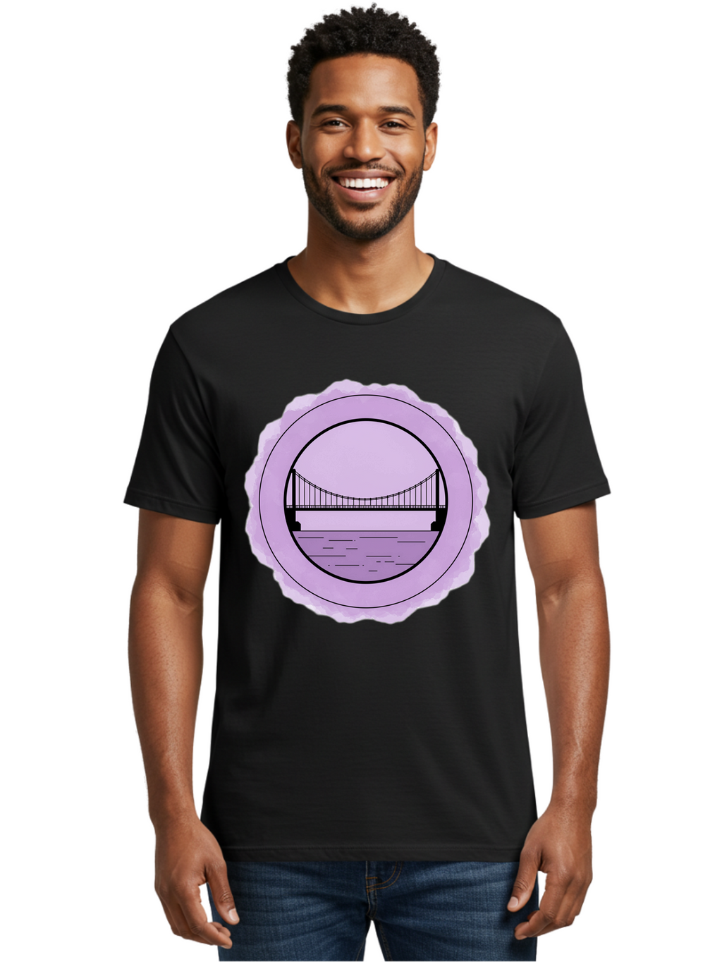 Bridge-Illustration Men'S Graphic Tee, 100% Cotton, Comfortable Casual Summer Wear, Machine Washable, Vintage Camera, Old Camera, Antique Camera, Black Camera, Classic Photography, Photography Equipment, Nostalgic Device, Film Camera, Bae905