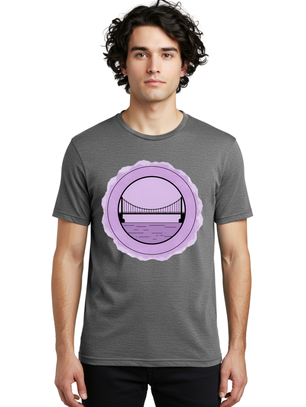 Bridge-Illustration Men'S Graphic Tee, 100% Cotton, Comfortable Casual Summer Wear, Machine Washable, Vintage Camera, Old Camera, Antique Camera, Black Camera, Classic Photography, Photography Equipment, Nostalgic Device, Film Camera, Bae905