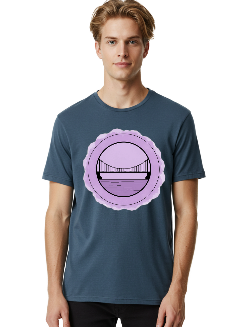 Bridge-Illustration Men'S Graphic Tee, 100% Cotton, Comfortable Casual Summer Wear, Machine Washable, Vintage Camera, Old Camera, Antique Camera, Black Camera, Classic Photography, Photography Equipment, Nostalgic Device, Film Camera, Bae905