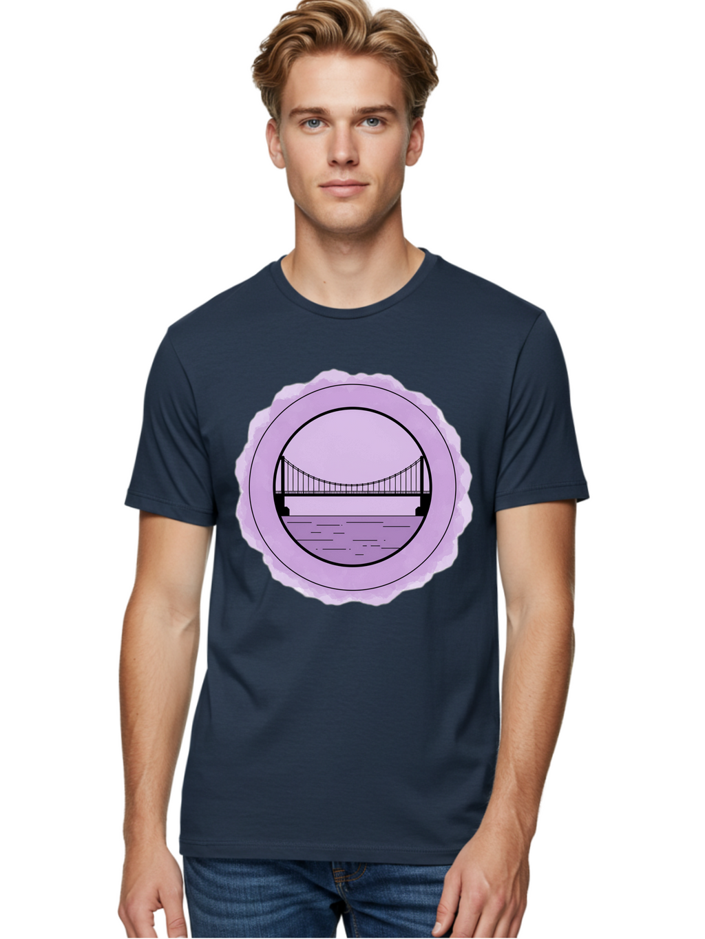 Bridge-Illustration Men'S Graphic Tee, 100% Cotton, Comfortable Casual Summer Wear, Machine Washable, Vintage Camera, Old Camera, Antique Camera, Black Camera, Classic Photography, Photography Equipment, Nostalgic Device, Film Camera, Bae905