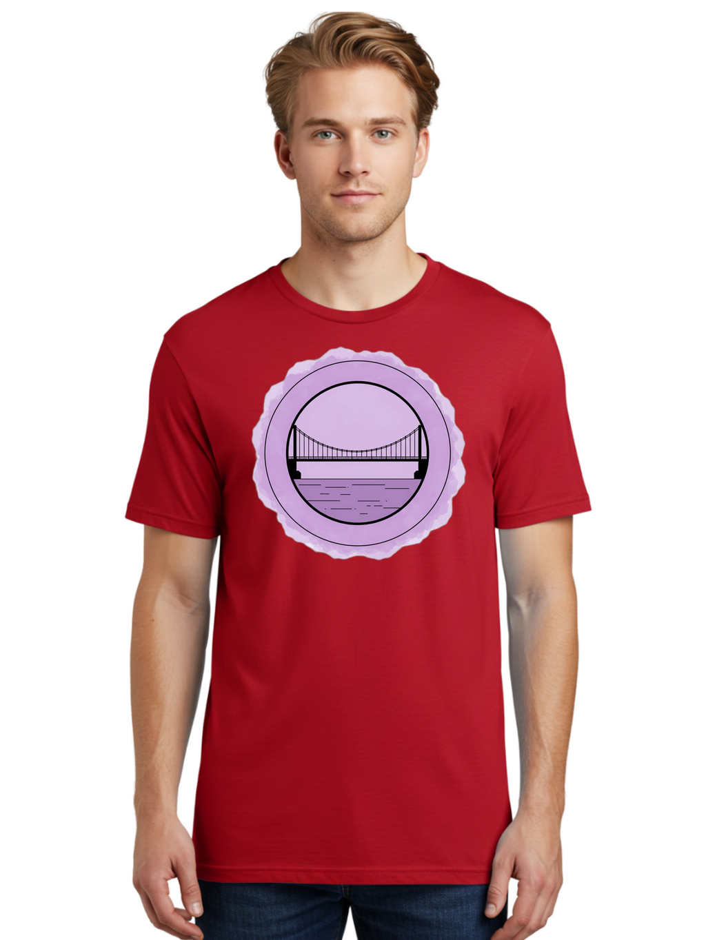 Bridge-Illustration Men'S Graphic Tee, 100% Cotton, Comfortable Casual Summer Wear, Machine Washable, Vintage Camera, Old Camera, Antique Camera, Black Camera, Classic Photography, Photography Equipment, Nostalgic Device, Film Camera, Bae905