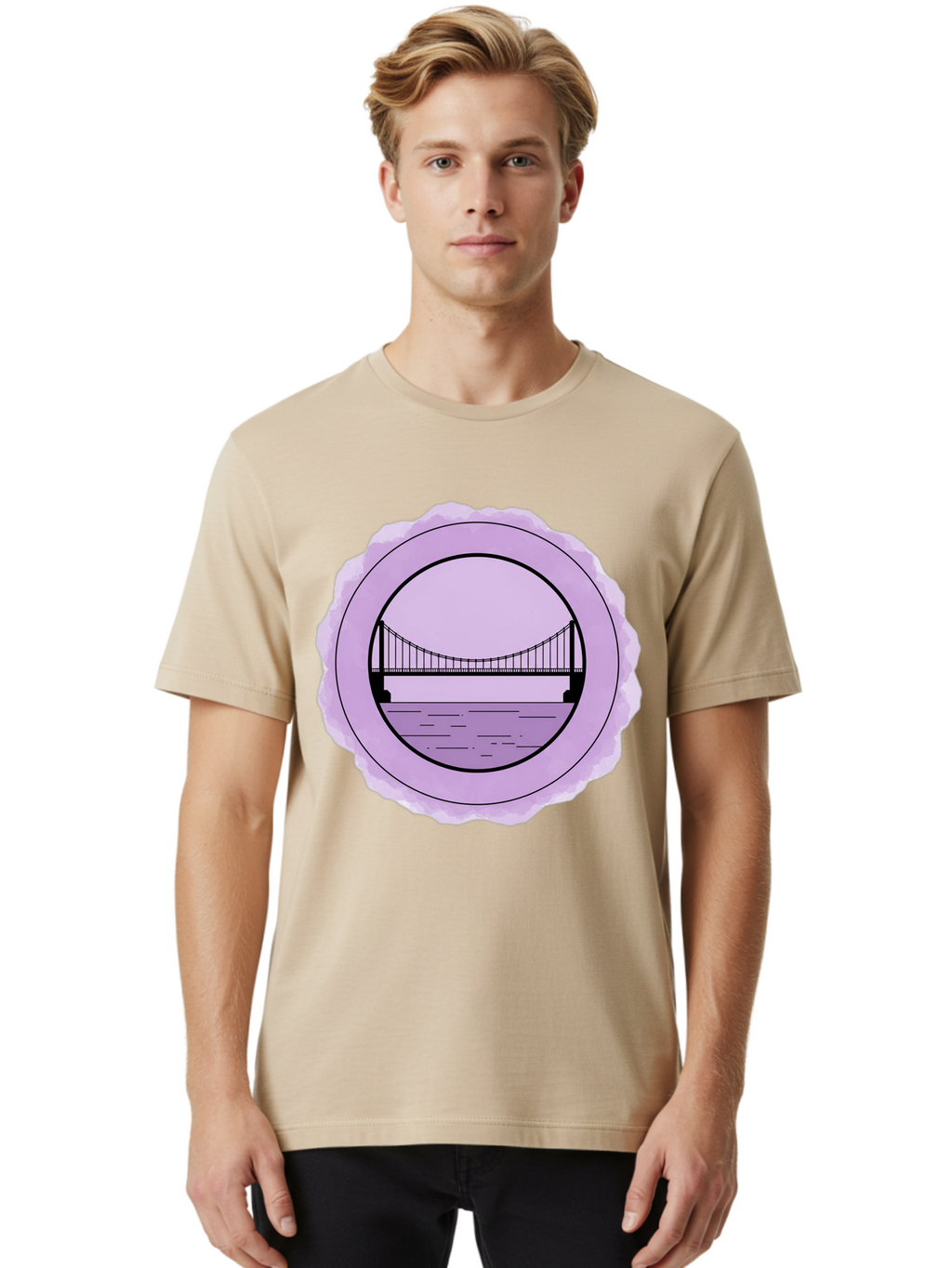 Bridge-Illustration Men'S Graphic Tee, 100% Cotton, Comfortable Casual Summer Wear, Machine Washable, Vintage Camera, Old Camera, Antique Camera, Black Camera, Classic Photography, Photography Equipment, Nostalgic Device, Film Camera, Bae905