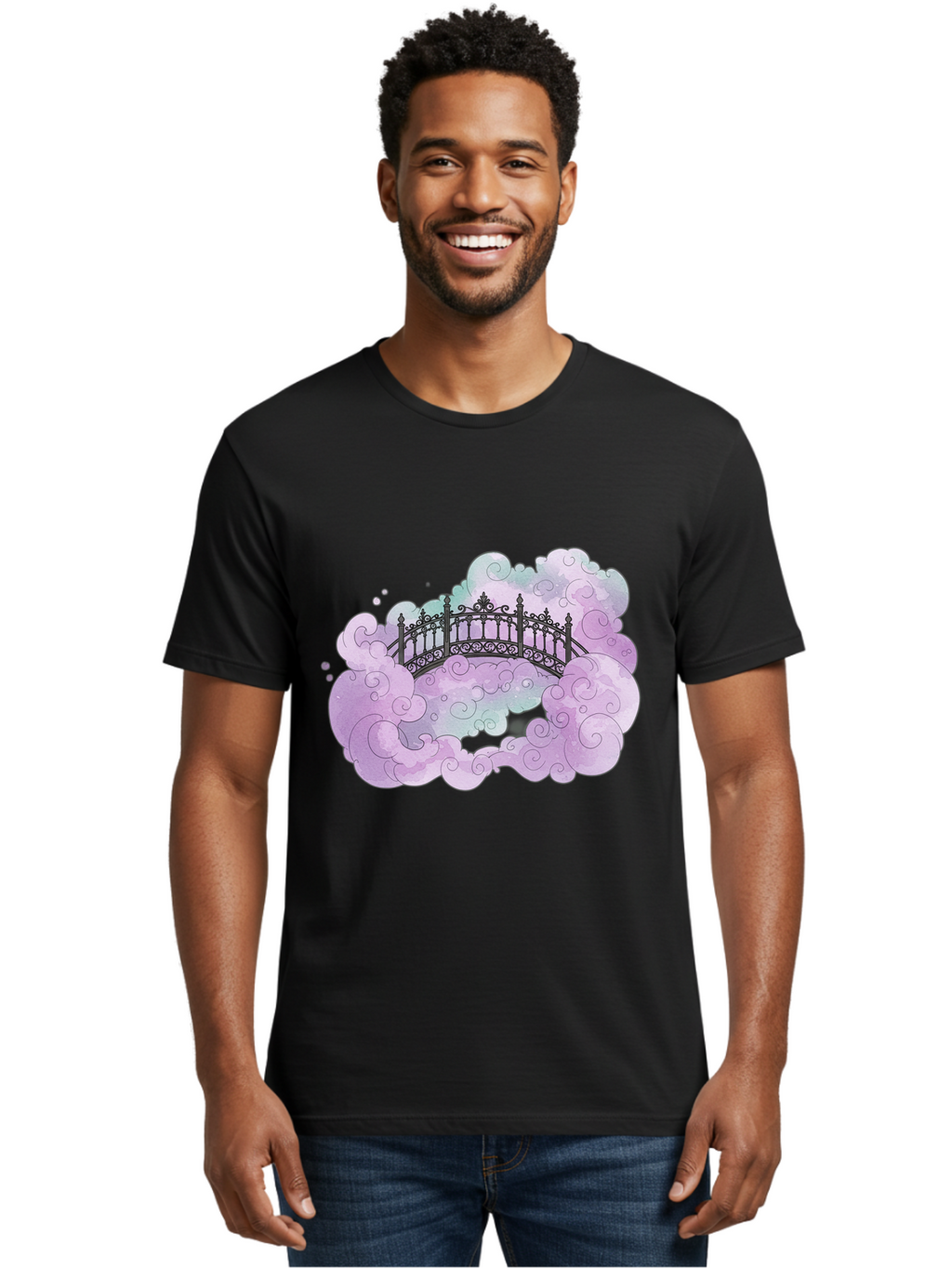 Bridge-In-Clouds Men'S Graphic Tee, 100% Cotton, Comfortable Casual Summer Wear, Machine Washable, Vintage Camera, Old Camera, Antique Camera, Black Camera, Classic Photography, Photography Equipment, Nostalgic Device, Film Camera, Camera Art Bae906