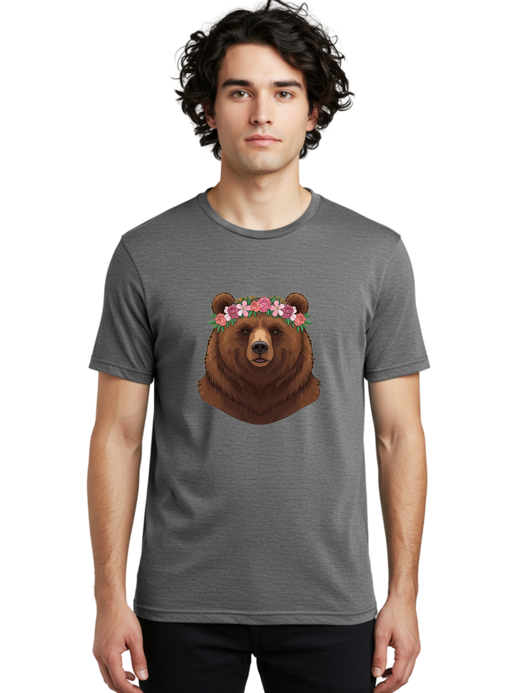 Brown-Bear-Crowned-With-Flowers Men'S Graphic Tee, 100% Cotton, Comfortable Casual Summer Wear, Machine Washable, Vintage Camera, Old Camera, Antique Camera, Black Camera, Classic Photography, Photography Equipment, Nostalgic Device, Bae916