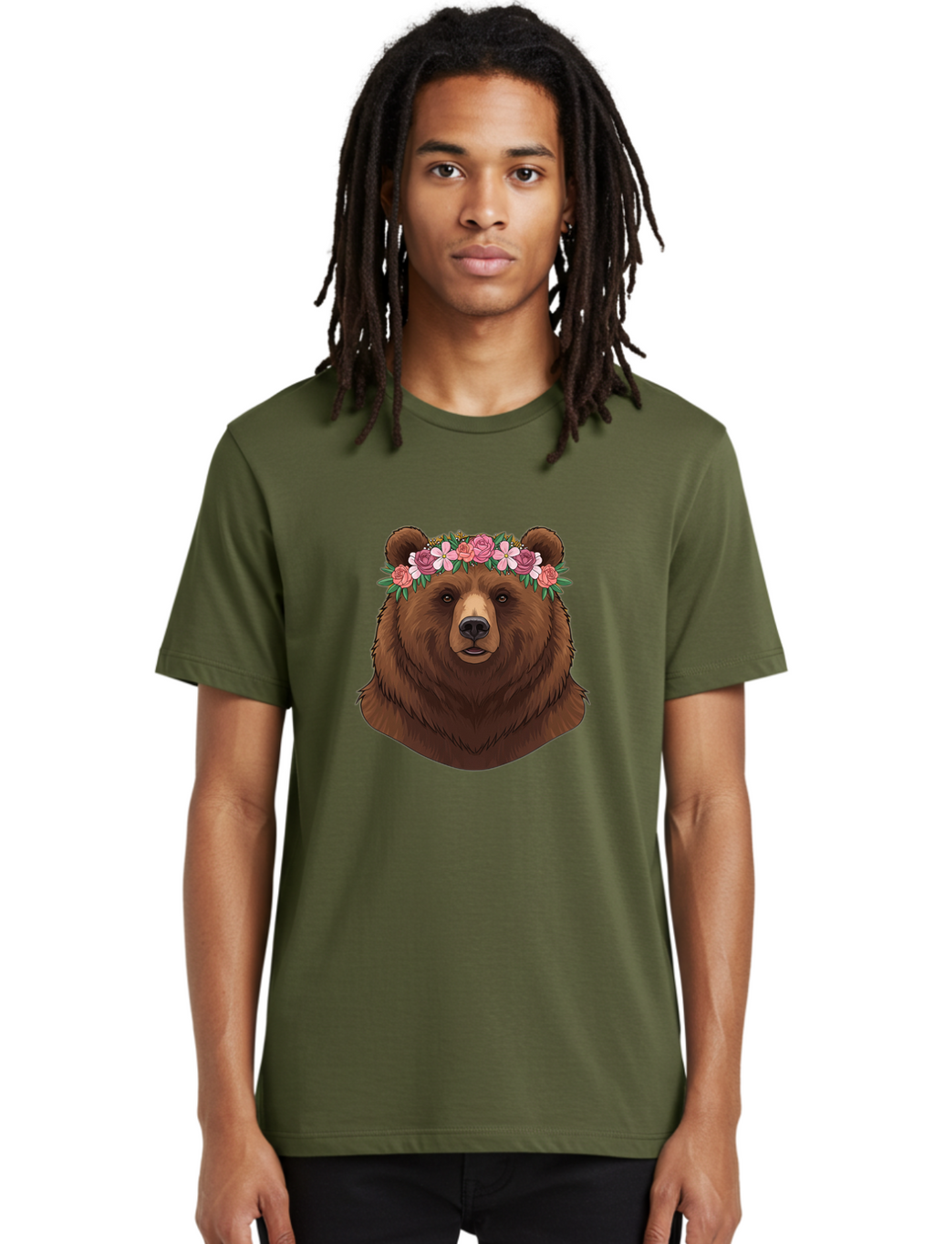 Brown-Bear-Crowned-With-Flowers Men'S Graphic Tee, 100% Cotton, Comfortable Casual Summer Wear, Machine Washable, Vintage Camera, Old Camera, Antique Camera, Black Camera, Classic Photography, Photography Equipment, Nostalgic Device, Bae916