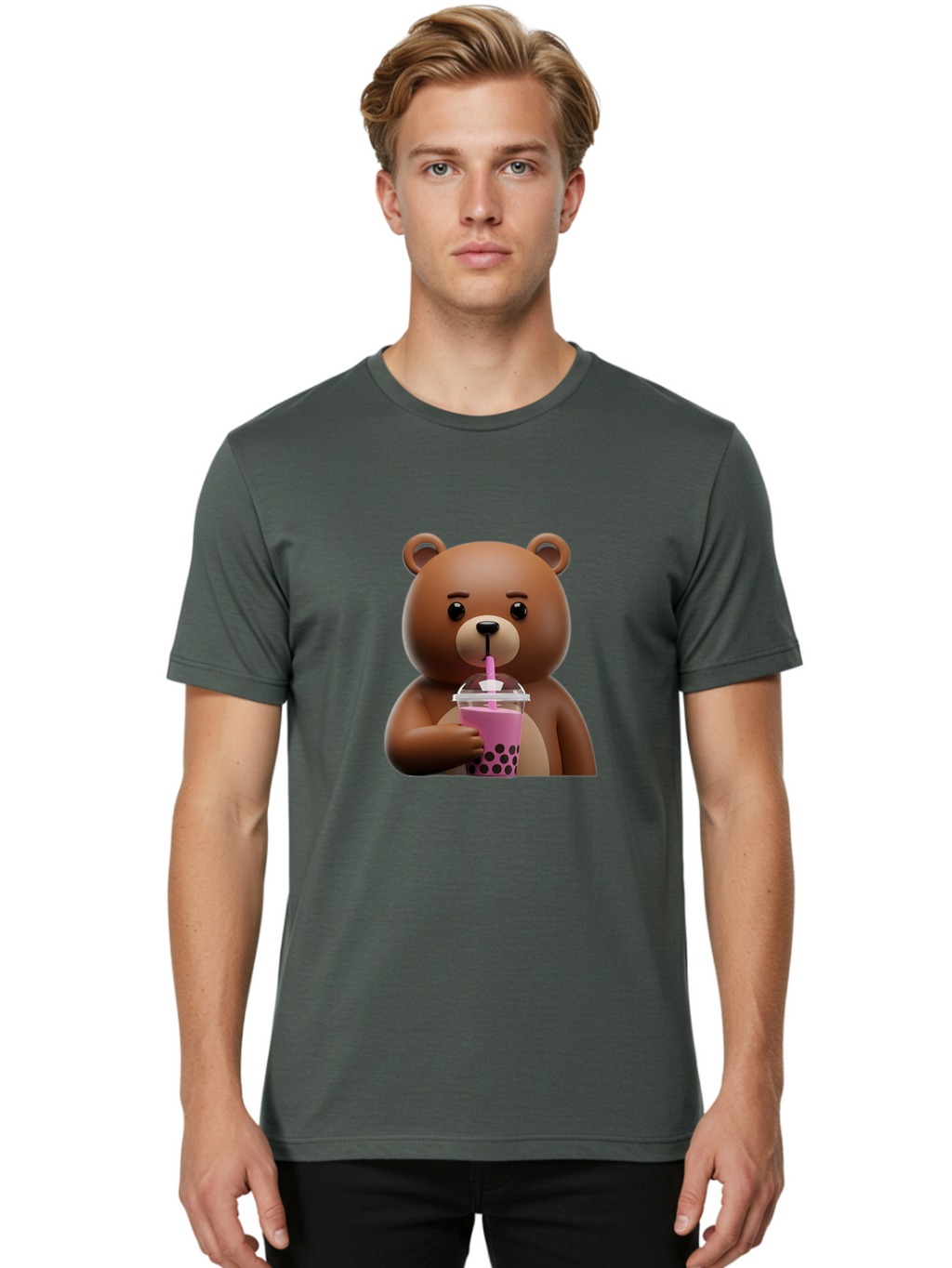 Brown-Bear-Drinking-Boba-Tea Men'S Graphic Tee, 100% Cotton, Comfortable Casual Summer Wear, Machine Washable, Vintage Camera, Old Camera, Antique Camera, Black Camera, Classic Photography, Photography Equipment, Nostalgic Device, Film Camera, Bae917