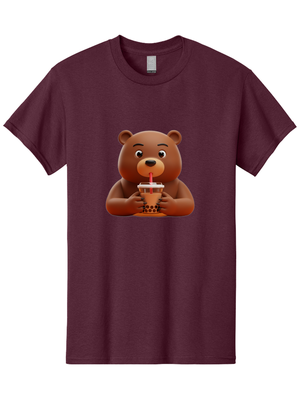 Brown-Bear-Drinking-Bubble-Tea Men'S Graphic Tee, 100% Cotton, Comfortable Casual Summer Wear, Machine Washable, Vintage Camera, Old Camera, Antique Camera, Black Camera, Classic Photography, Photography Equipment, Nostalgic Device, Bae918