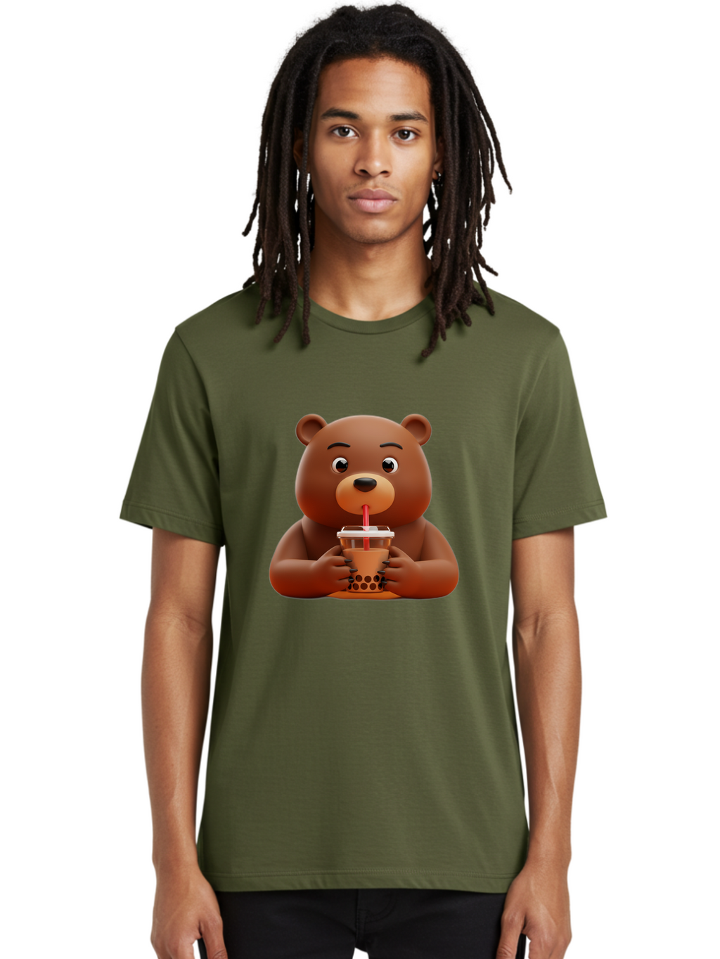 Brown-Bear-Drinking-Bubble-Tea Men'S Graphic Tee, 100% Cotton, Comfortable Casual Summer Wear, Machine Washable, Vintage Camera, Old Camera, Antique Camera, Black Camera, Classic Photography, Photography Equipment, Nostalgic Device, Bae918