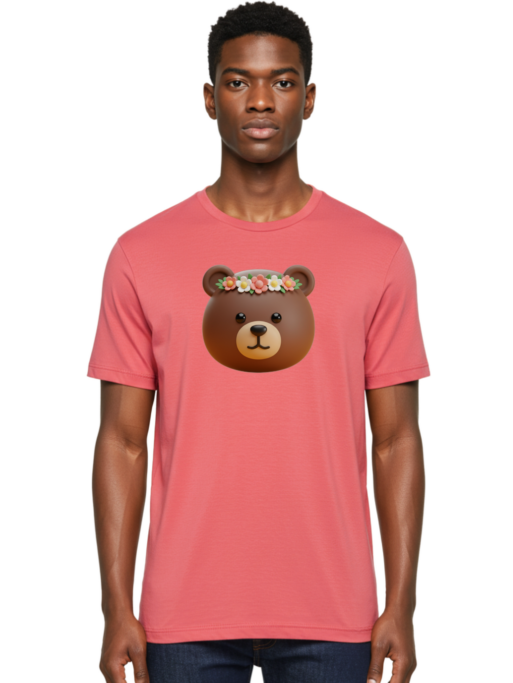 Brown-Bear-Emoji-With-Flowers Men'S Graphic Tee, 100% Cotton, Comfortable Casual Summer Wear, Machine Washable, Vintage Camera, Old Camera, Antique Camera, Black Camera, Classic Photography, Photography Equipment, Nostalgic Device, Bae919
