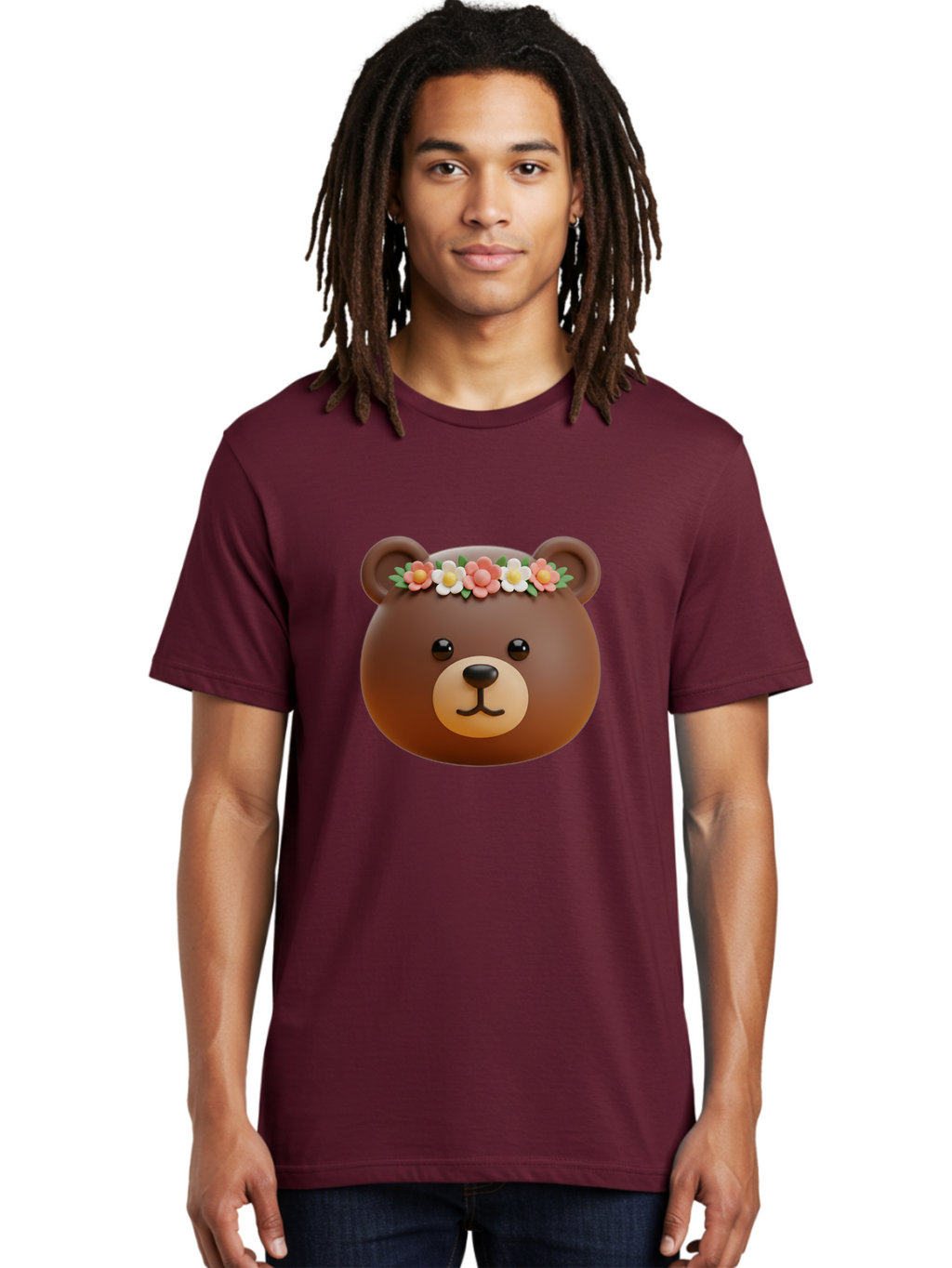 Brown-Bear-Emoji-With-Flowers Men'S Graphic Tee, 100% Cotton, Comfortable Casual Summer Wear, Machine Washable, Vintage Camera, Old Camera, Antique Camera, Black Camera, Classic Photography, Photography Equipment, Nostalgic Device, Bae919