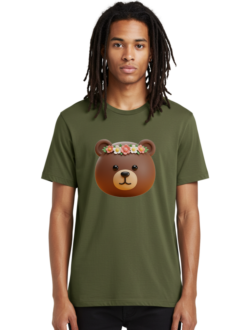 Brown-Bear-Emoji-With-Flowers Men'S Graphic Tee, 100% Cotton, Comfortable Casual Summer Wear, Machine Washable, Vintage Camera, Old Camera, Antique Camera, Black Camera, Classic Photography, Photography Equipment, Nostalgic Device, Bae919
