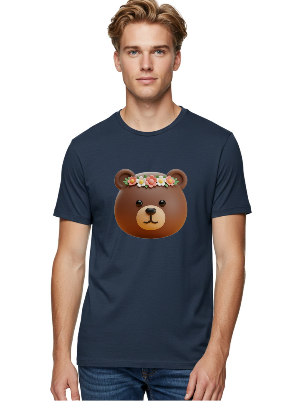 Brown-Bear-Emoji-With-Flowers Men'S Graphic Tee, 100% Cotton, Comfortable Casual Summer Wear, Machine Washable, Vintage Camera, Old Camera, Antique Camera, Black Camera, Classic Photography, Photography Equipment, Nostalgic Device, Bae919