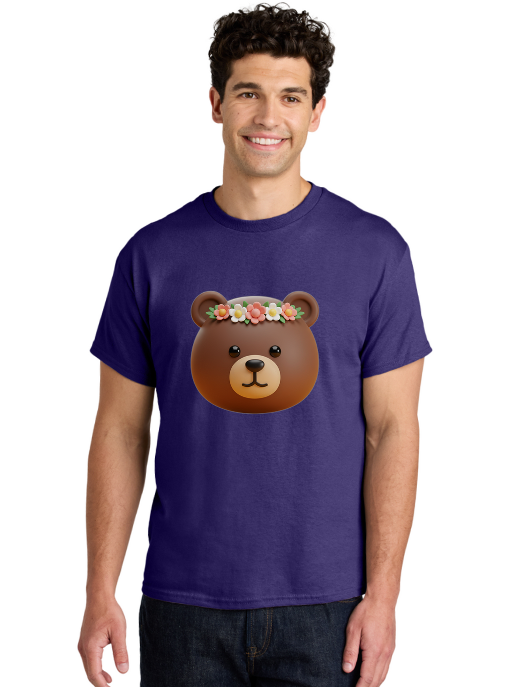 Brown-Bear-Emoji-With-Flowers Men'S Graphic Tee, 100% Cotton, Comfortable Casual Summer Wear, Machine Washable, Vintage Camera, Old Camera, Antique Camera, Black Camera, Classic Photography, Photography Equipment, Nostalgic Device, Bae919