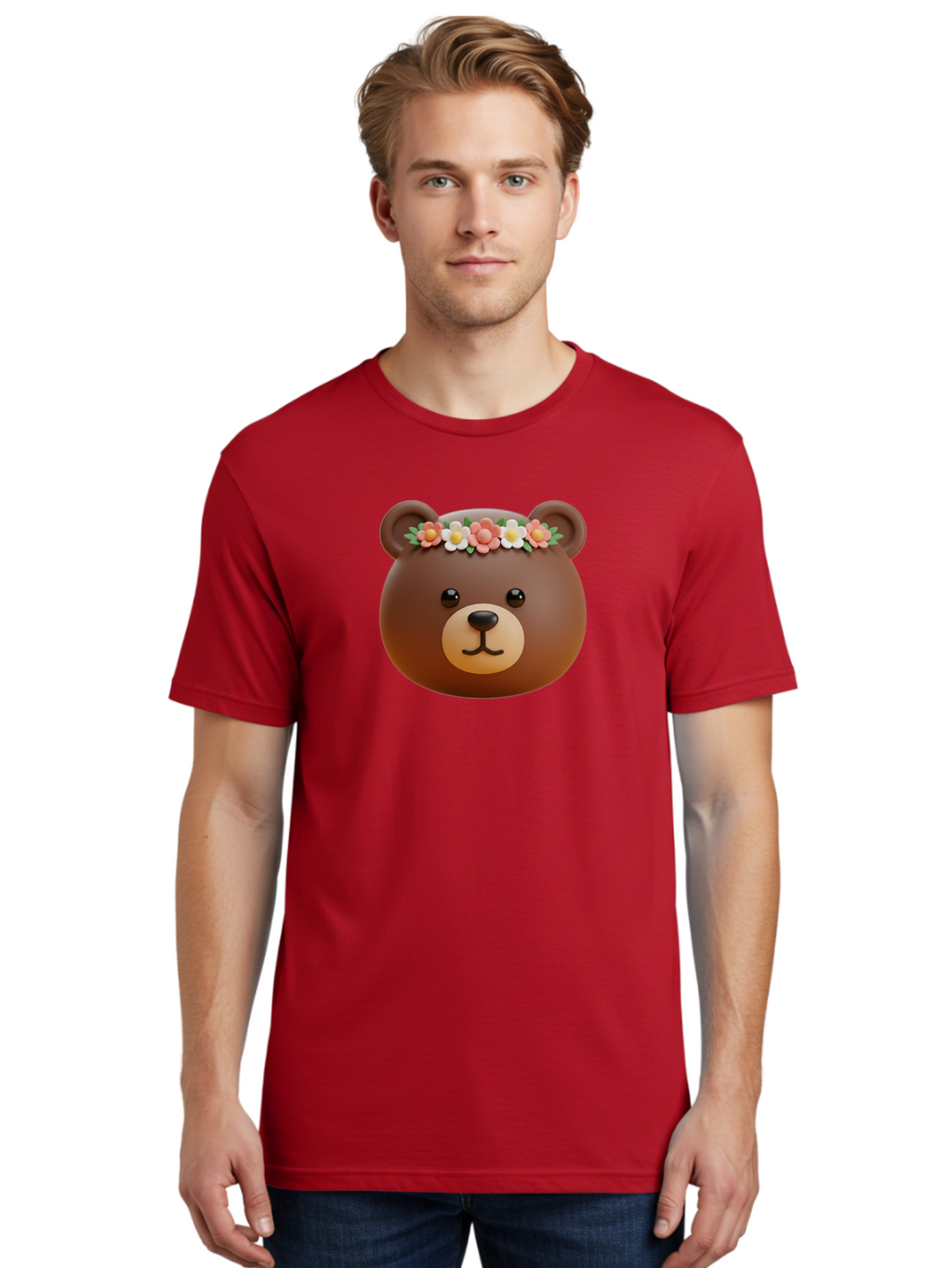 Brown-Bear-Emoji-With-Flowers Men'S Graphic Tee, 100% Cotton, Comfortable Casual Summer Wear, Machine Washable, Vintage Camera, Old Camera, Antique Camera, Black Camera, Classic Photography, Photography Equipment, Nostalgic Device, Bae919