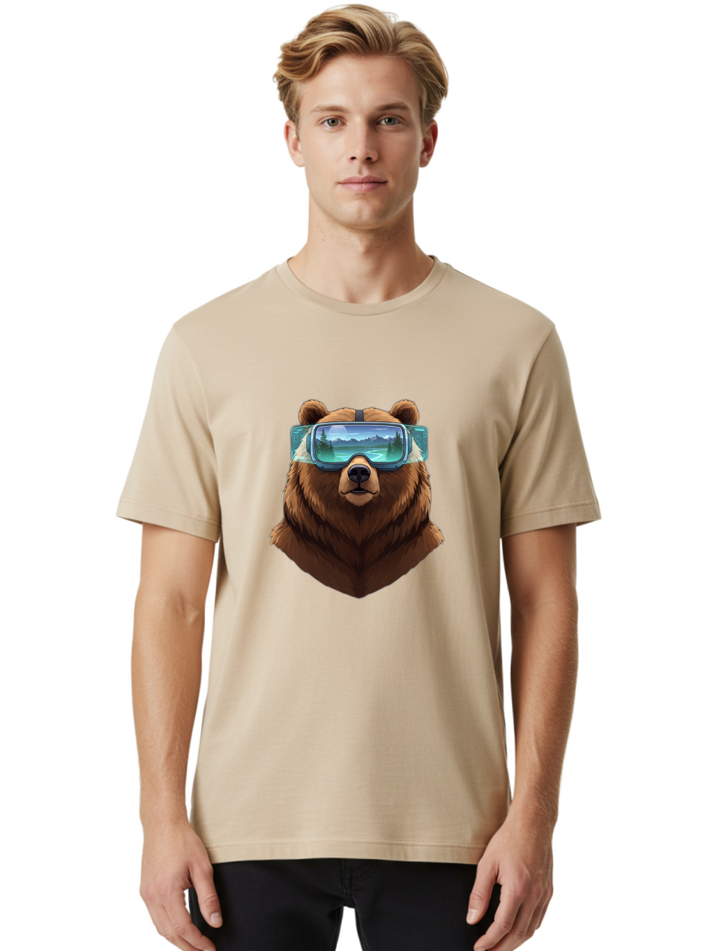 Brown-Bear-Goggles Men'S Graphic Tee, 100% Cotton, Comfortable Casual Summer Wear, Machine Washable, Vintage Camera, Old Camera, Antique Camera, Black Camera, Classic Photography, Photography Equipment, Nostalgic Device, Film Camera, Bae920