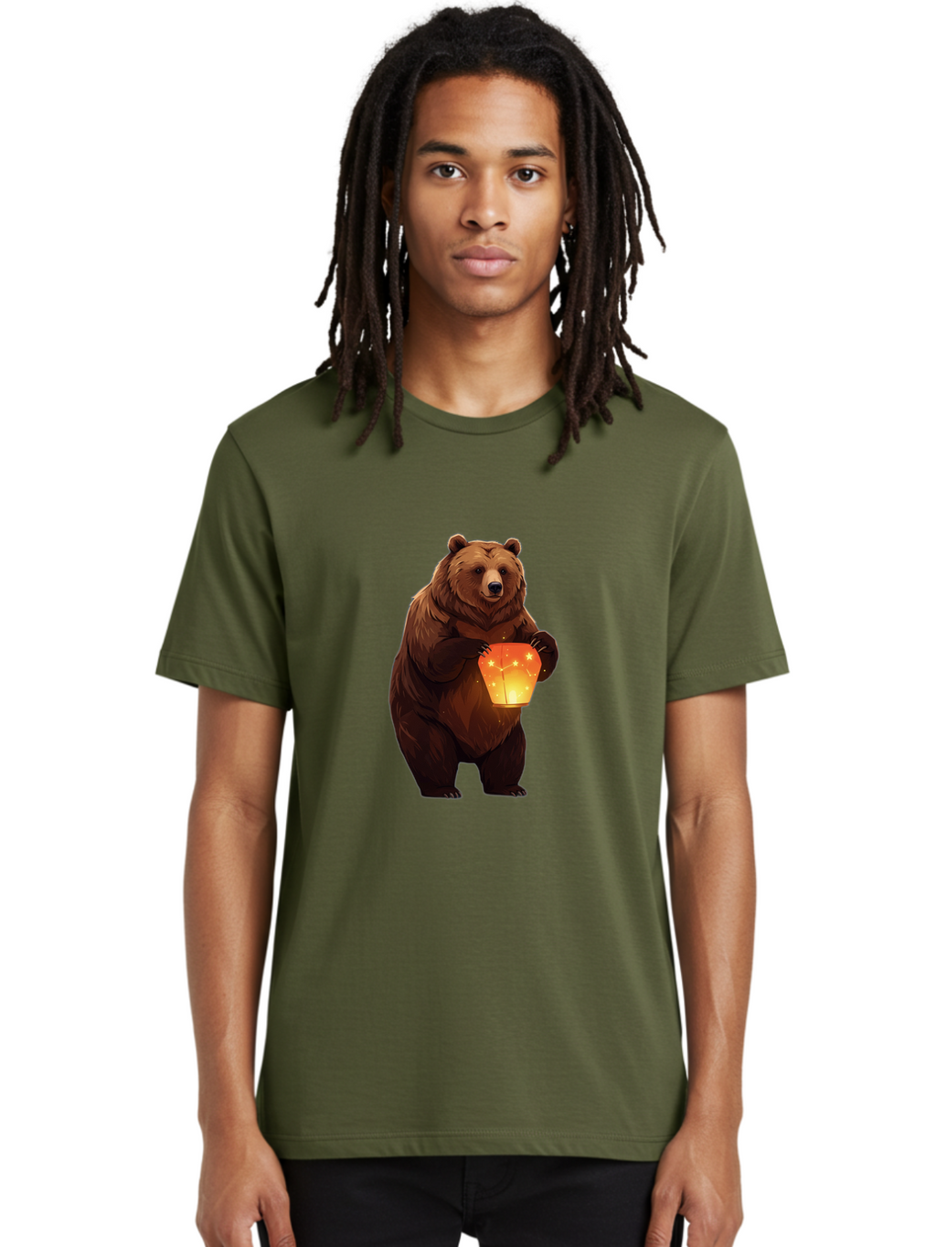 Brown-Bear-Holding-Lantern Men'S Graphic Tee, 100% Cotton, Comfortable Casual Summer Wear, Machine Washable, Vintage Camera, Old Camera, Antique Camera, Black Camera, Classic Photography, Photography Equipment, Nostalgic Device, Film Camera, Bae921