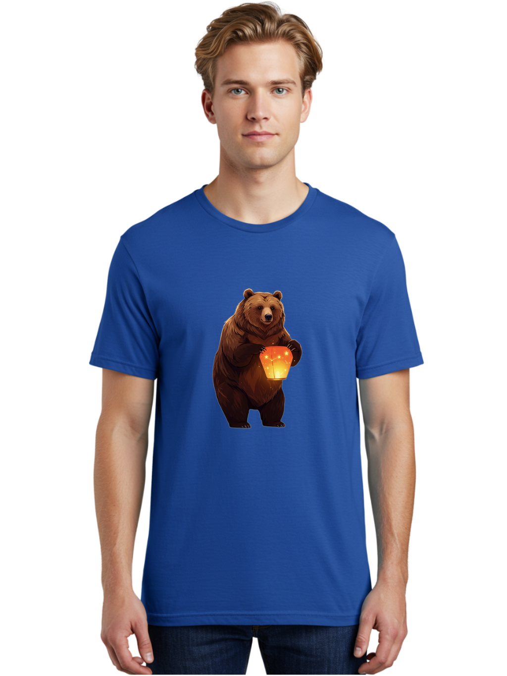 Brown-Bear-Holding-Lantern Men'S Graphic Tee, 100% Cotton, Comfortable Casual Summer Wear, Machine Washable, Vintage Camera, Old Camera, Antique Camera, Black Camera, Classic Photography, Photography Equipment, Nostalgic Device, Film Camera, Bae921