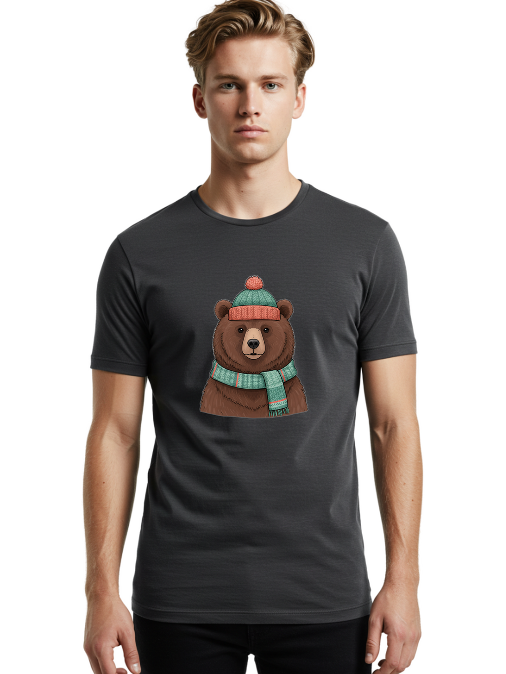 Brown-Bear-In-Winter-Hat Men'S Graphic Tee, 100% Cotton, Comfortable Casual Summer Wear, Machine Washable, Vintage Camera, Old Camera, Antique Camera, Black Camera, Classic Photography, Photography Equipment, Nostalgic Device, Film Camera, Bae922