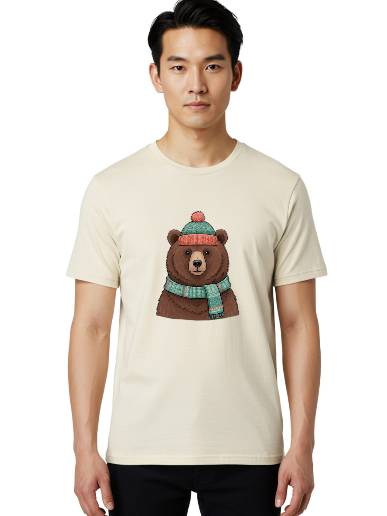 Brown-Bear-In-Winter-Hat Men'S Graphic Tee, 100% Cotton, Comfortable Casual Summer Wear, Machine Washable, Vintage Camera, Old Camera, Antique Camera, Black Camera, Classic Photography, Photography Equipment, Nostalgic Device, Film Camera, Bae922