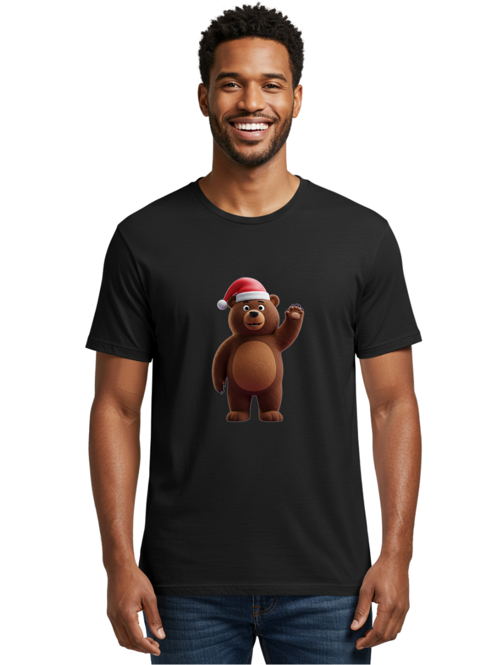 Brown-Bear-Santa-Hat-1 Men'S Graphic Tee, 100% Cotton, Comfortable Casual Summer Wear, Machine Washable, Vintage Camera, Old Camera, Antique Camera, Black Camera, Classic Photography, Photography Equipment, Nostalgic Device, Film Camera, Bae924