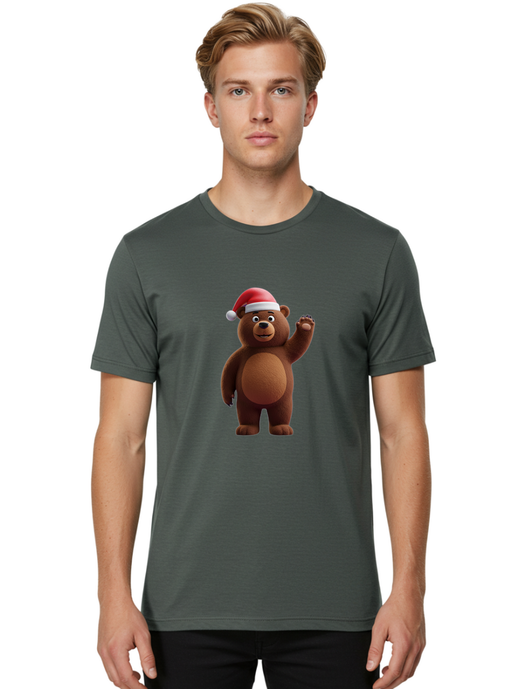 Brown-Bear-Santa-Hat-1 Men'S Graphic Tee, 100% Cotton, Comfortable Casual Summer Wear, Machine Washable, Vintage Camera, Old Camera, Antique Camera, Black Camera, Classic Photography, Photography Equipment, Nostalgic Device, Film Camera, Bae924