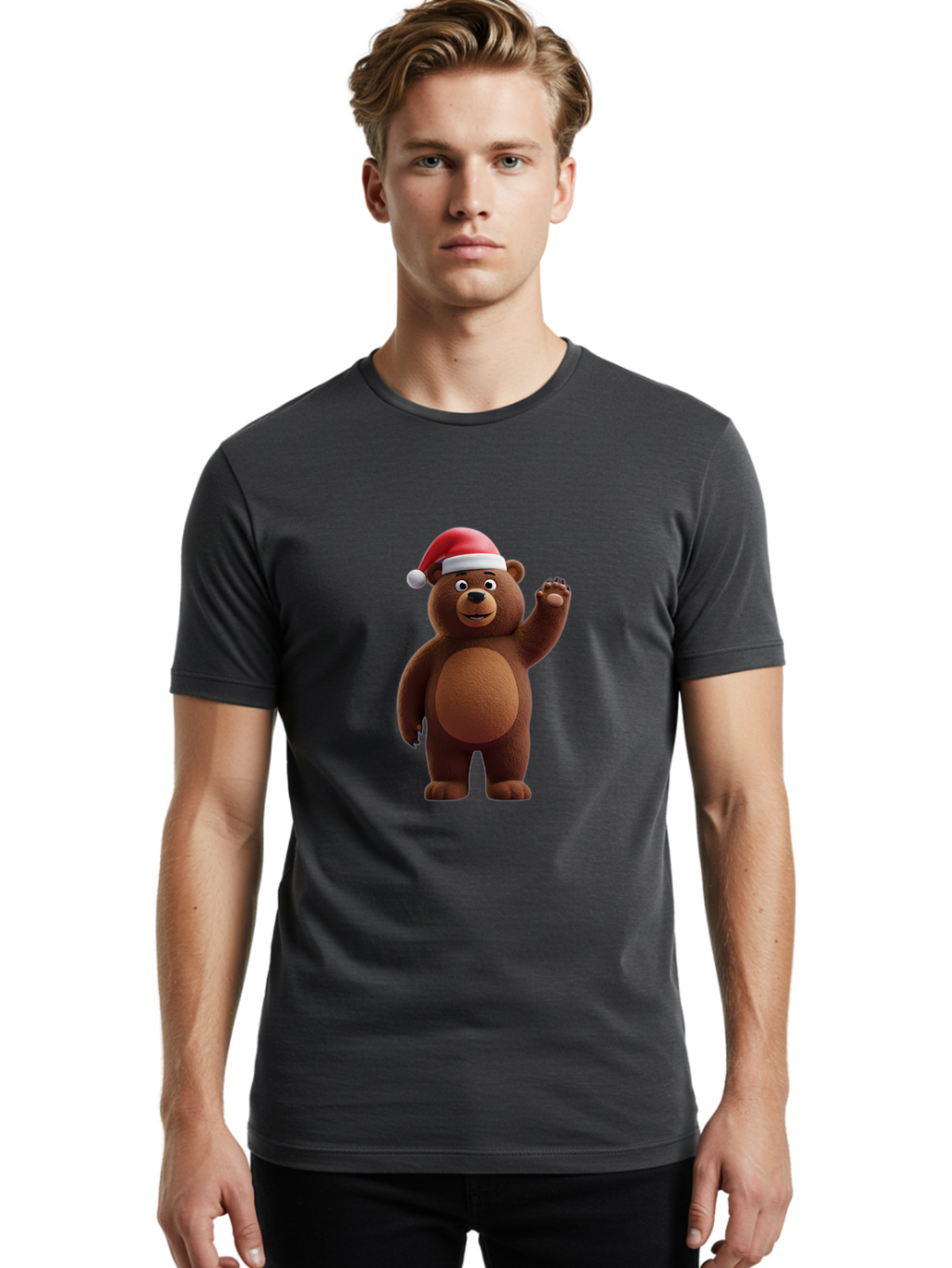 Brown-Bear-Santa-Hat-1 Men'S Graphic Tee, 100% Cotton, Comfortable Casual Summer Wear, Machine Washable, Vintage Camera, Old Camera, Antique Camera, Black Camera, Classic Photography, Photography Equipment, Nostalgic Device, Film Camera, Bae924