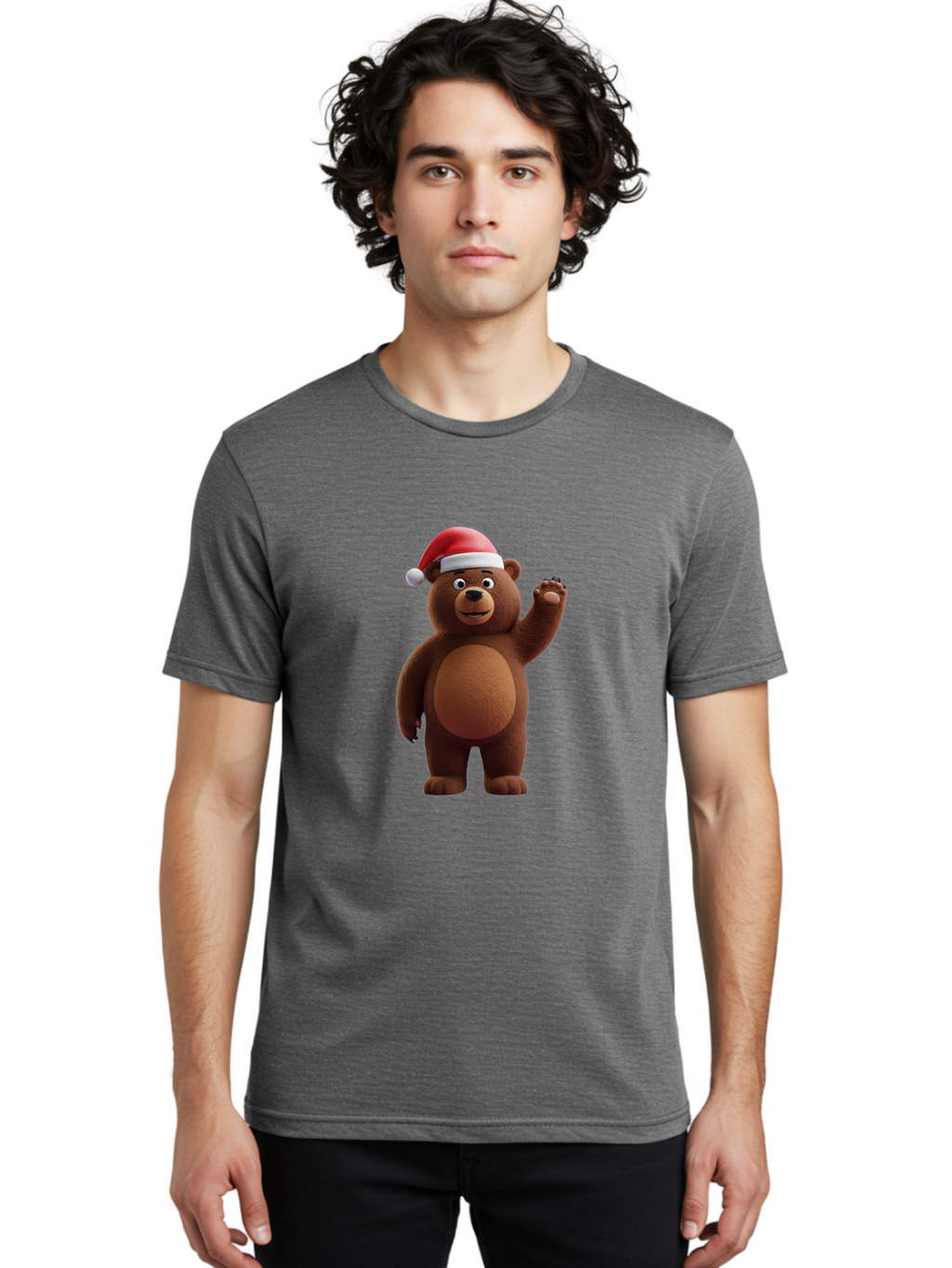 Brown-Bear-Santa-Hat-1 Men'S Graphic Tee, 100% Cotton, Comfortable Casual Summer Wear, Machine Washable, Vintage Camera, Old Camera, Antique Camera, Black Camera, Classic Photography, Photography Equipment, Nostalgic Device, Film Camera, Bae924