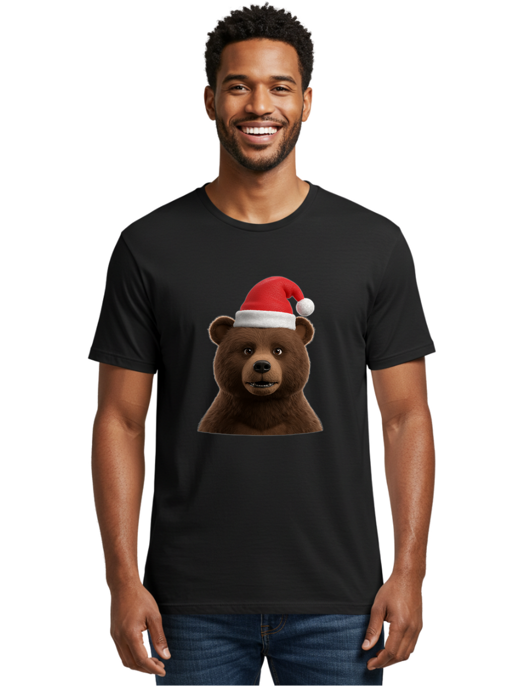 Brown-Bear-Santa-Hat Men'S Graphic Tee, 100% Cotton, Comfortable Casual Summer Wear, Machine Washable, Vintage Camera, Old Camera, Antique Camera, Black Camera, Classic Photography, Photography Equipment, Nostalgic Device, Film Camera, Bae925