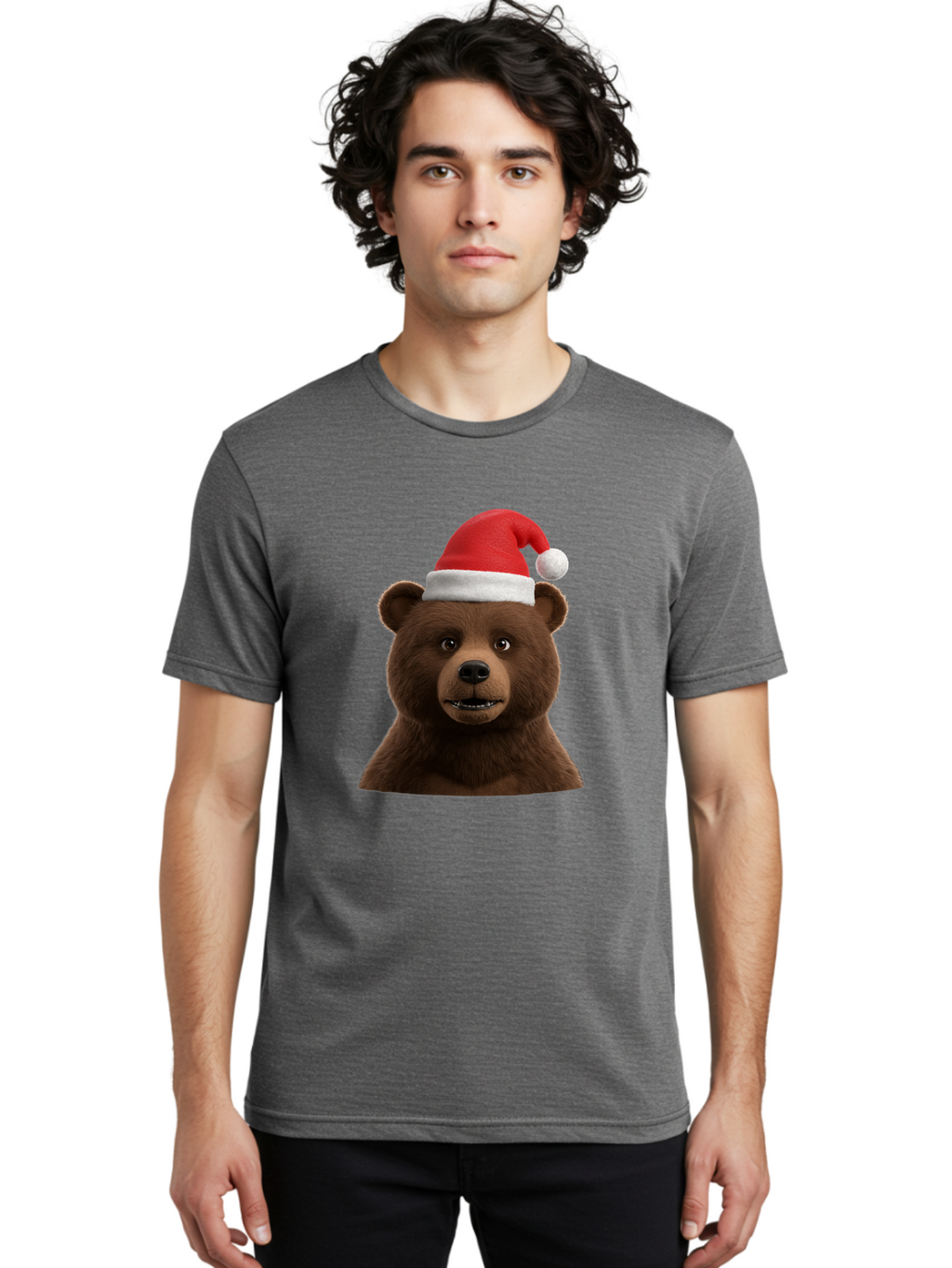 Brown-Bear-Santa-Hat Men'S Graphic Tee, 100% Cotton, Comfortable Casual Summer Wear, Machine Washable, Vintage Camera, Old Camera, Antique Camera, Black Camera, Classic Photography, Photography Equipment, Nostalgic Device, Film Camera, Bae925