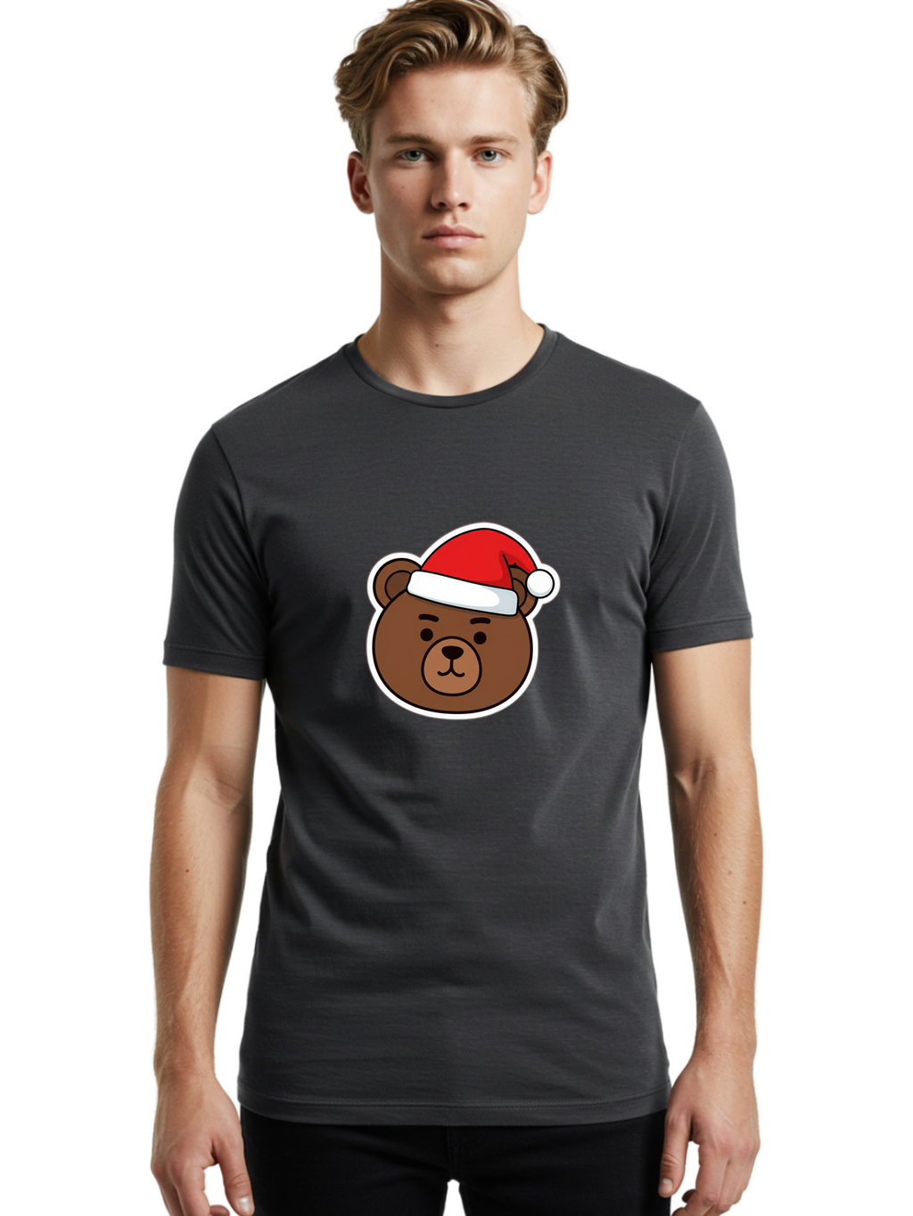 Brown-Bear-Wearing-Christmas-Hat Men'S Graphic Tee, 100% Cotton, Comfortable Casual Summer Wear, Machine Washable, Vintage Camera, Old Camera, Antique Camera, Black Camera, Classic Photography, Photography Equipment, Nostalgic Device, Bae926