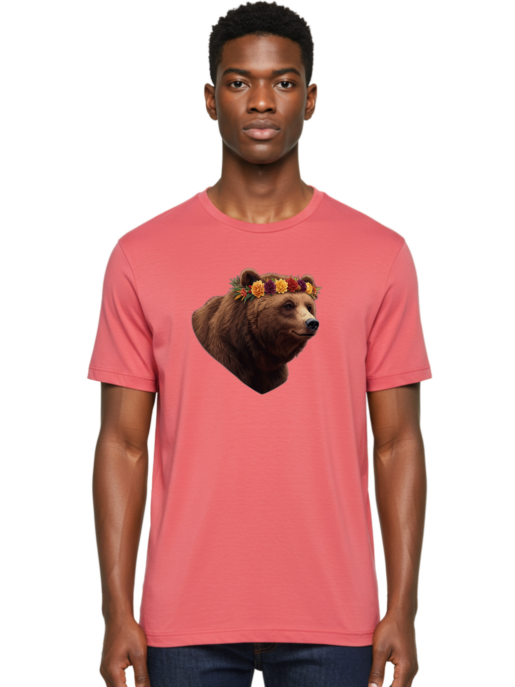 Brown-Bear-With-Flower-Crown Men'S Graphic Tee, 100% Cotton, Comfortable Casual Summer Wear, Machine Washable, Vintage Camera, Old Camera, Antique Camera, Black Camera, Classic Photography, Photography Equipment, Nostalgic Device, Film Camera, Bae928