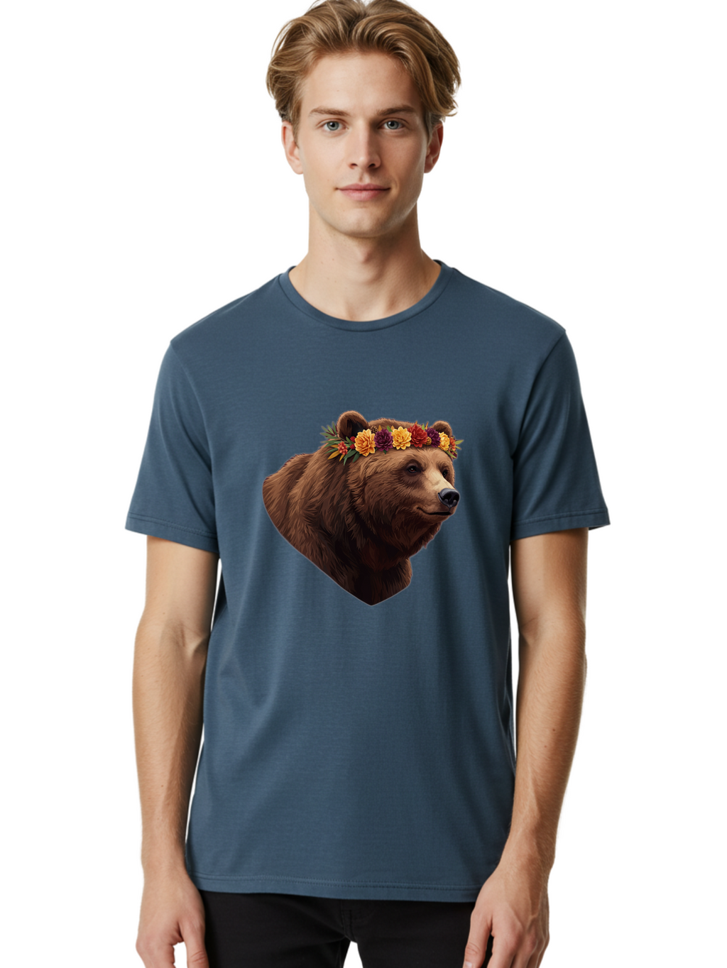 Brown-Bear-With-Flower-Crown Men'S Graphic Tee, 100% Cotton, Comfortable Casual Summer Wear, Machine Washable, Vintage Camera, Old Camera, Antique Camera, Black Camera, Classic Photography, Photography Equipment, Nostalgic Device, Film Camera, Bae928