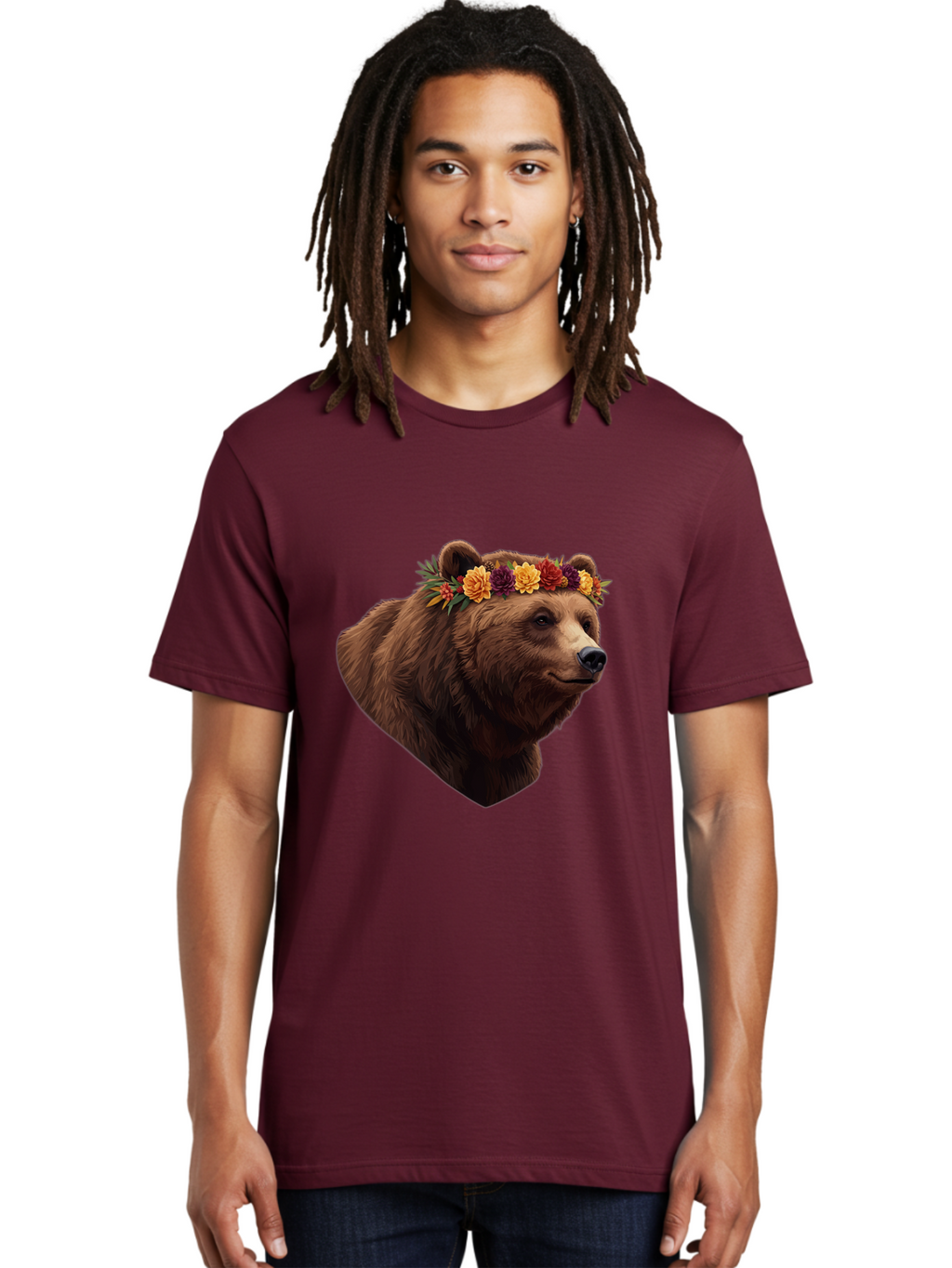 Brown-Bear-With-Flower-Crown Men'S Graphic Tee, 100% Cotton, Comfortable Casual Summer Wear, Machine Washable, Vintage Camera, Old Camera, Antique Camera, Black Camera, Classic Photography, Photography Equipment, Nostalgic Device, Film Camera, Bae928