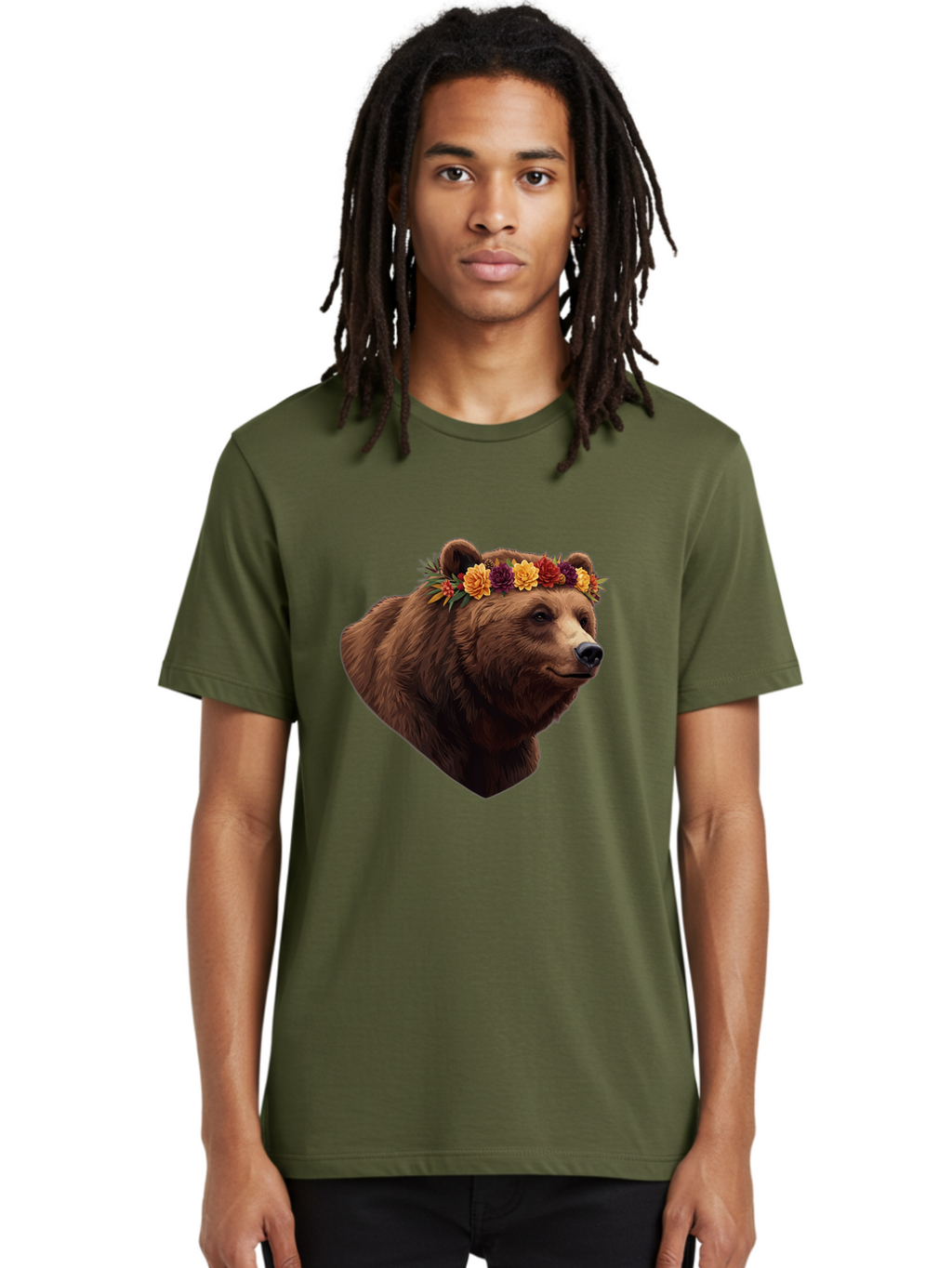 Brown-Bear-With-Flower-Crown Men'S Graphic Tee, 100% Cotton, Comfortable Casual Summer Wear, Machine Washable, Vintage Camera, Old Camera, Antique Camera, Black Camera, Classic Photography, Photography Equipment, Nostalgic Device, Film Camera, Bae928