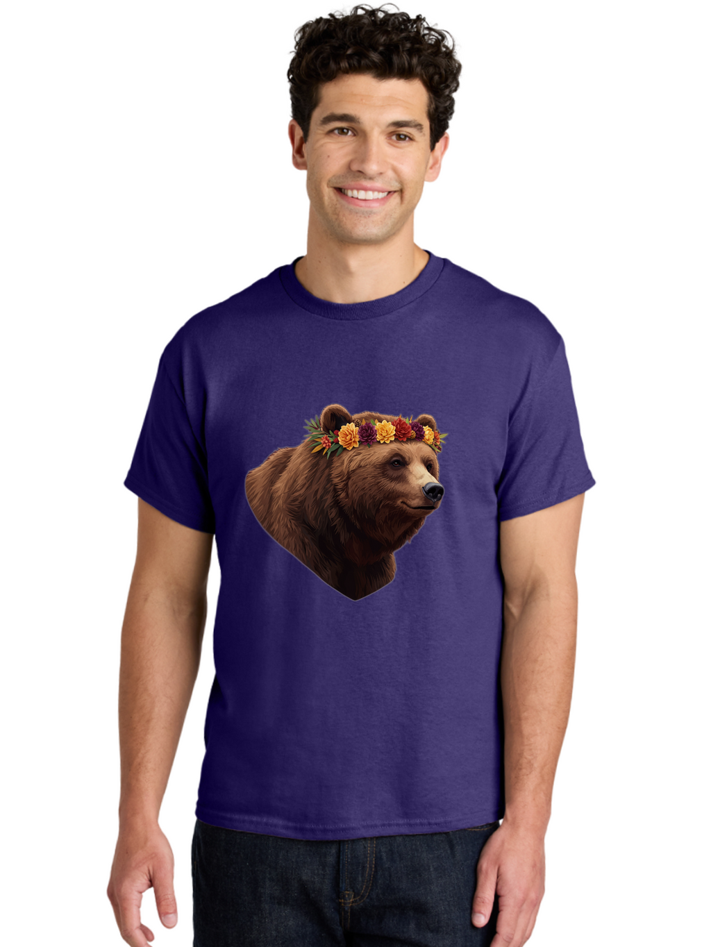 Brown-Bear-With-Flower-Crown Men'S Graphic Tee, 100% Cotton, Comfortable Casual Summer Wear, Machine Washable, Vintage Camera, Old Camera, Antique Camera, Black Camera, Classic Photography, Photography Equipment, Nostalgic Device, Film Camera, Bae928