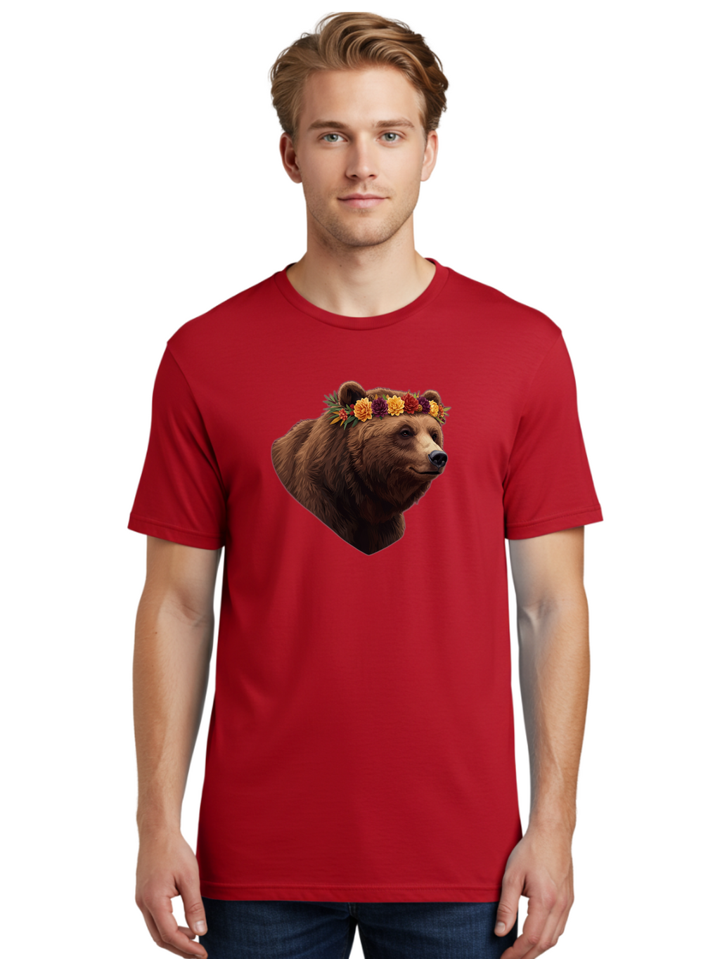 Brown-Bear-With-Flower-Crown Men'S Graphic Tee, 100% Cotton, Comfortable Casual Summer Wear, Machine Washable, Vintage Camera, Old Camera, Antique Camera, Black Camera, Classic Photography, Photography Equipment, Nostalgic Device, Film Camera, Bae928