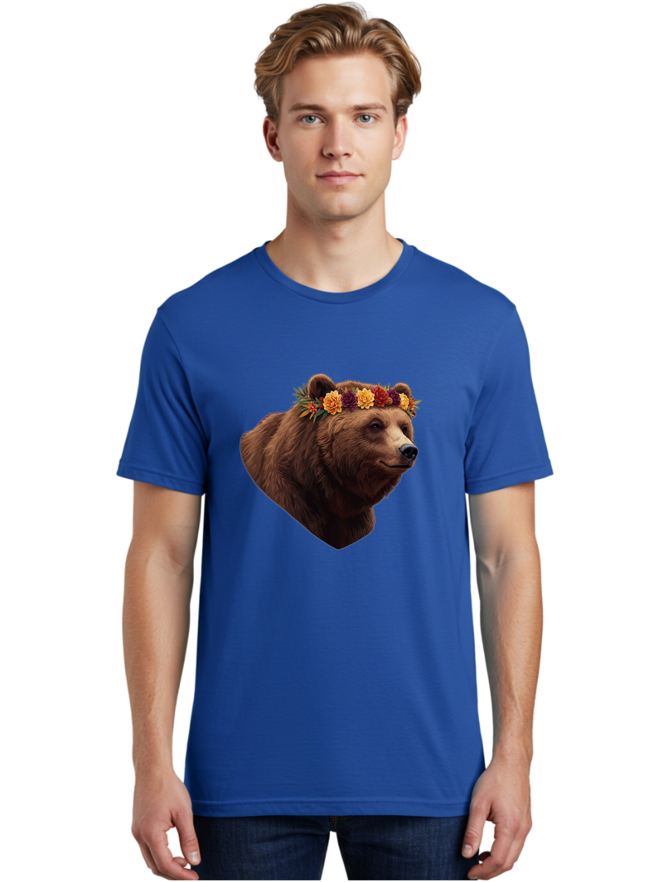 Brown-Bear-With-Flower-Crown Men'S Graphic Tee, 100% Cotton, Comfortable Casual Summer Wear, Machine Washable, Vintage Camera, Old Camera, Antique Camera, Black Camera, Classic Photography, Photography Equipment, Nostalgic Device, Film Camera, Bae928