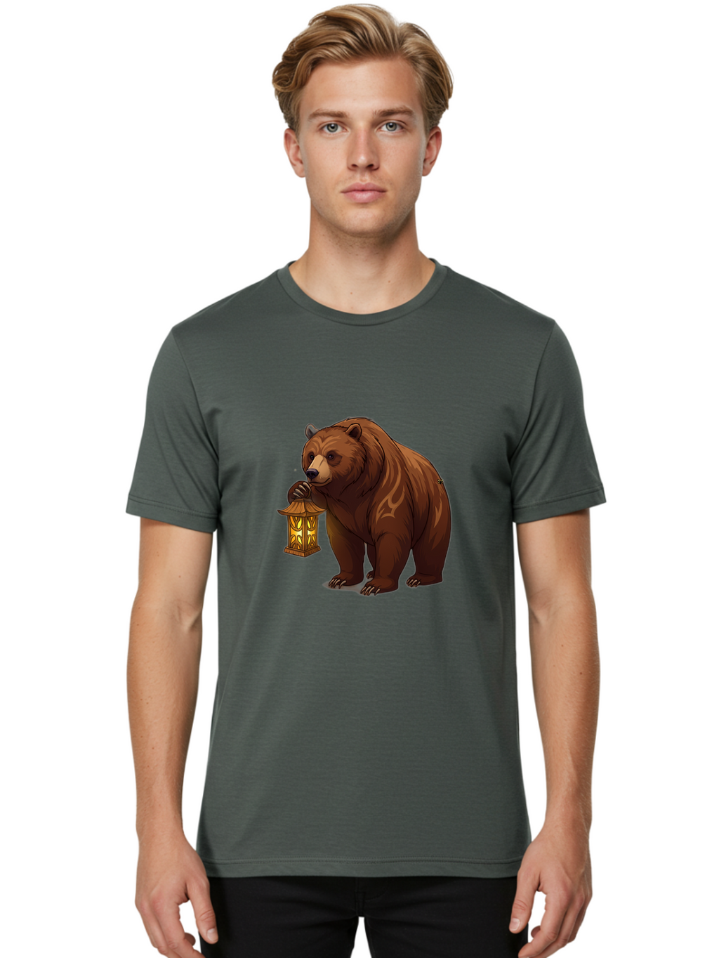 Brown-Bear-With-Lantern Men'S Graphic Tee, 100% Cotton, Comfortable Casual Summer Wear, Machine Washable, Vintage Camera, Old Camera, Antique Camera, Black Camera, Classic Photography, Photography Equipment, Nostalgic Device, Film Camera, Bae930