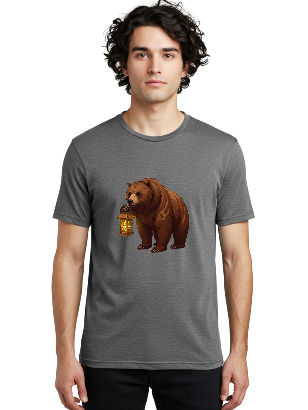 Brown-Bear-With-Lantern Men'S Graphic Tee, 100% Cotton, Comfortable Casual Summer Wear, Machine Washable, Vintage Camera, Old Camera, Antique Camera, Black Camera, Classic Photography, Photography Equipment, Nostalgic Device, Film Camera, Bae930
