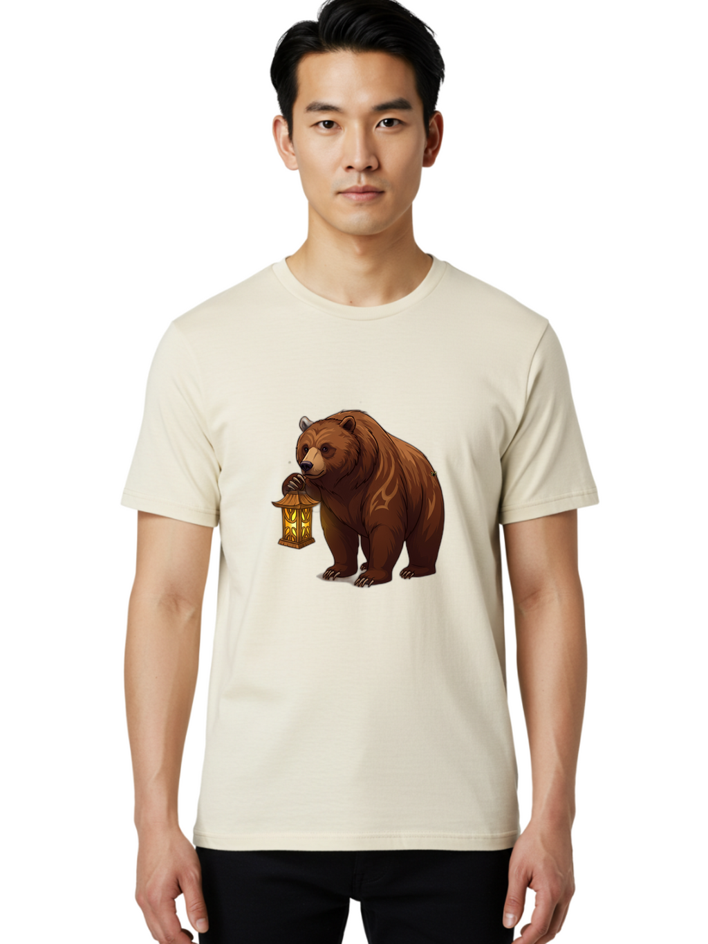 Brown-Bear-With-Lantern Men'S Graphic Tee, 100% Cotton, Comfortable Casual Summer Wear, Machine Washable, Vintage Camera, Old Camera, Antique Camera, Black Camera, Classic Photography, Photography Equipment, Nostalgic Device, Film Camera, Bae930