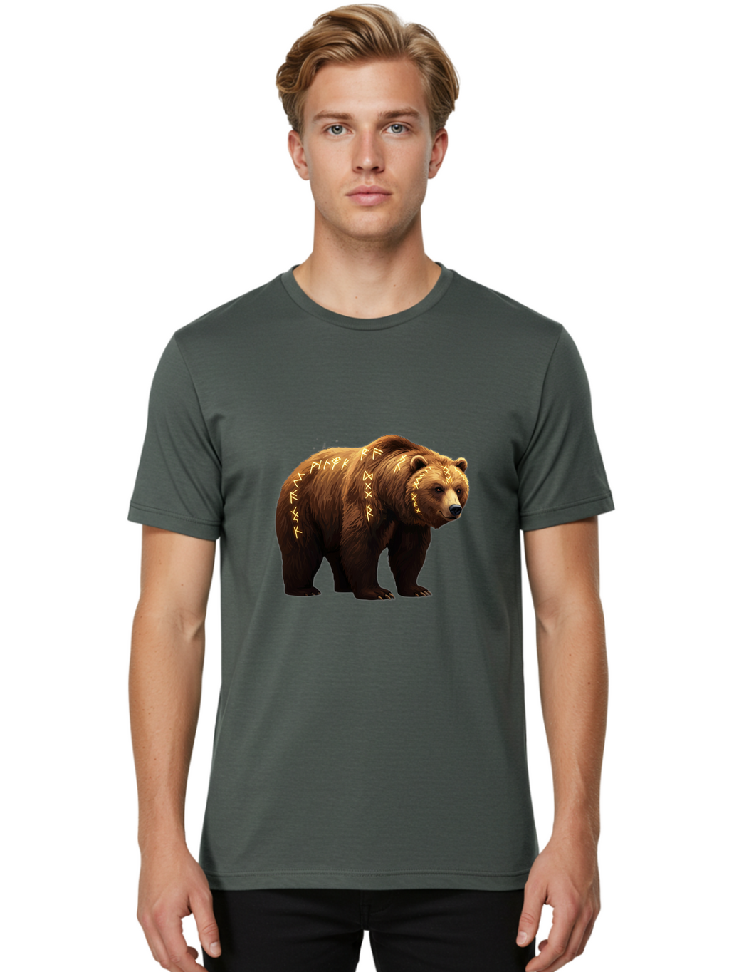 Brown-Bear-With-Runic-Symbols Men'S Graphic Tee, 100% Cotton, Comfortable Casual Summer Wear, Machine Washable, Vintage Camera, Old Camera, Antique Camera, Black Camera, Classic Photography, Photography Equipment, Nostalgic Device, Bae931