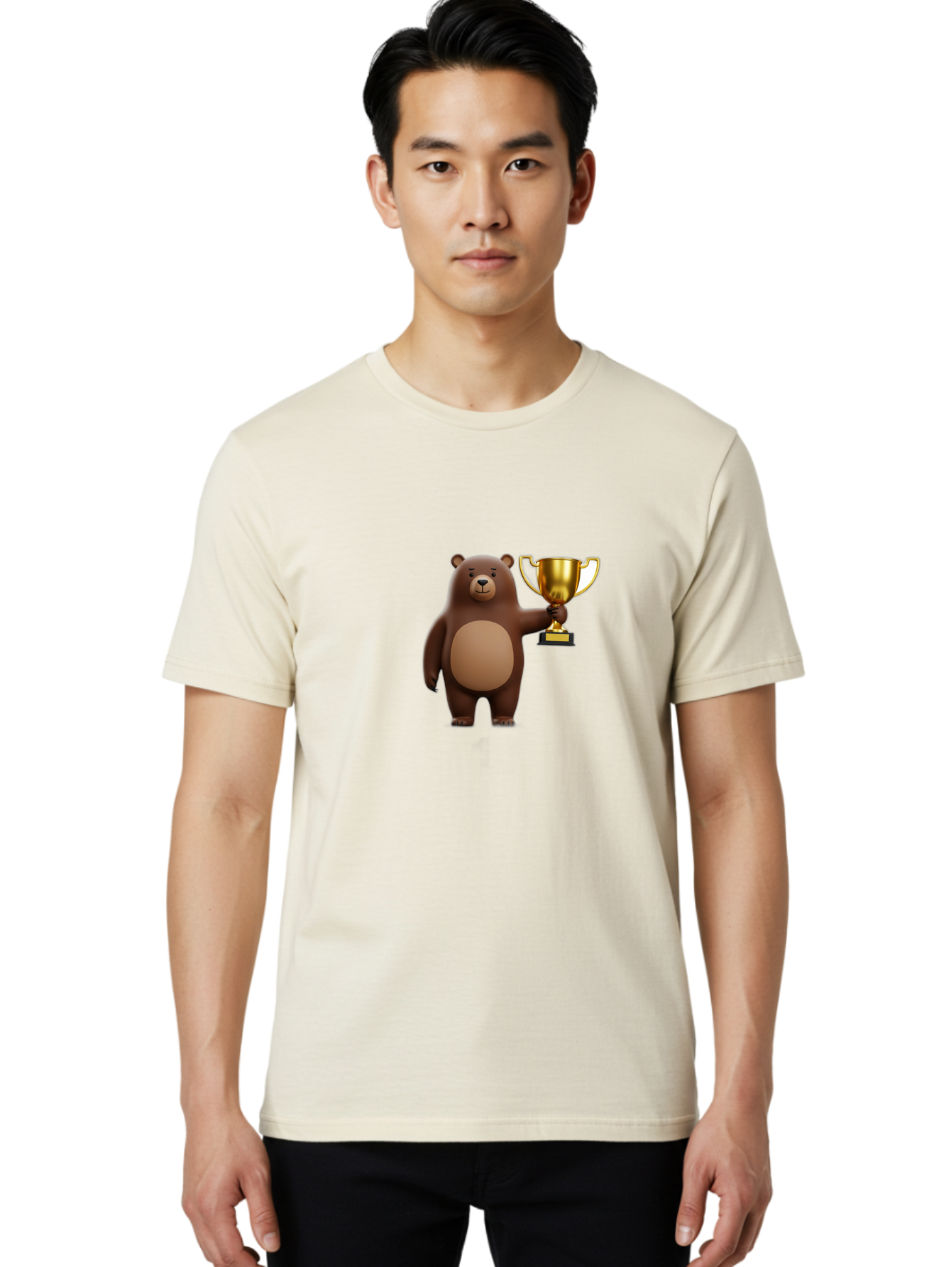 Brown-Bear-With-Trophy Men'S Graphic Tee, 100% Cotton, Comfortable Casual Summer Wear, Machine Washable, Vintage Camera, Old Camera, Antique Camera, Black Camera, Classic Photography, Photography Equipment, Nostalgic Device, Film Camera, Bae932
