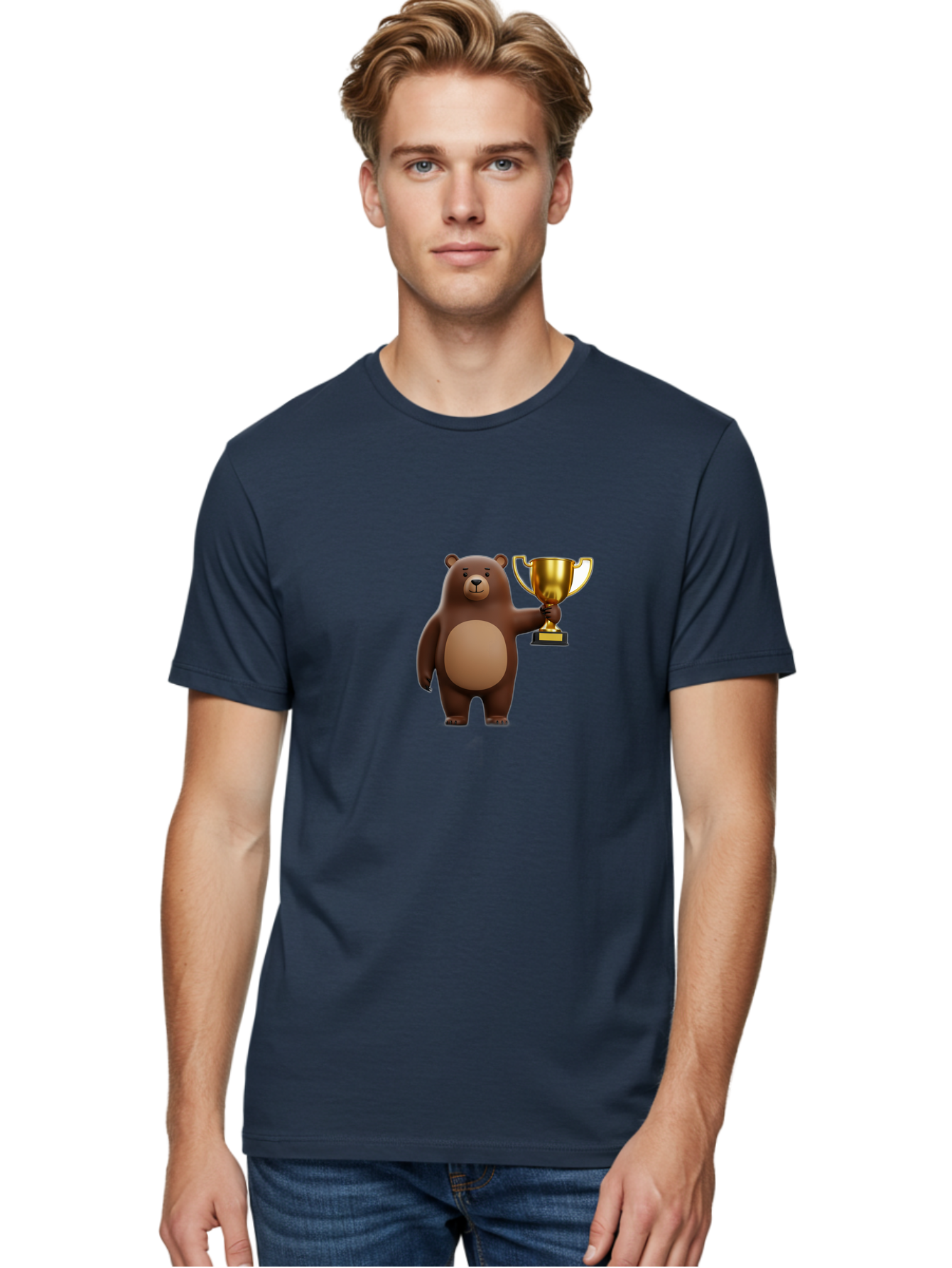 Brown-Bear-With-Trophy Men'S Graphic Tee, 100% Cotton, Comfortable Casual Summer Wear, Machine Washable, Vintage Camera, Old Camera, Antique Camera, Black Camera, Classic Photography, Photography Equipment, Nostalgic Device, Film Camera, Bae932